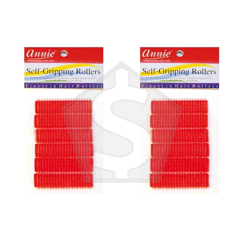 ANNIE Self-Gripping Rollers - 1/2" Diameter 6ct (Red) - Pack of 2