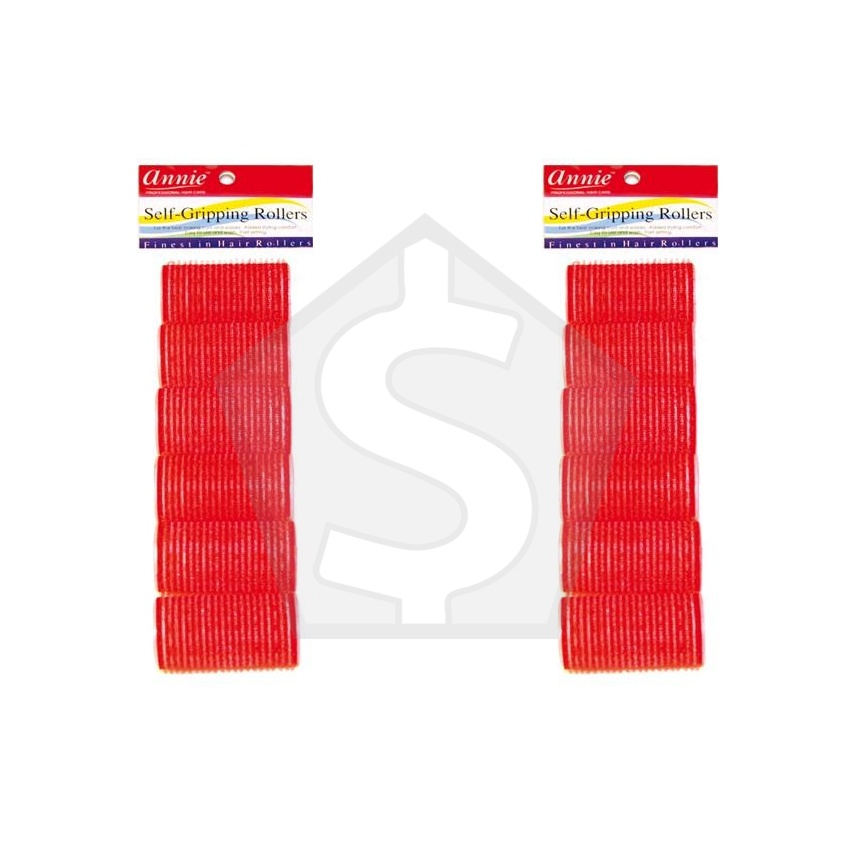 ANNIE Self-Gripping Rollers - 1 1/4" Diameter 6ct (Red) - Pack of 2