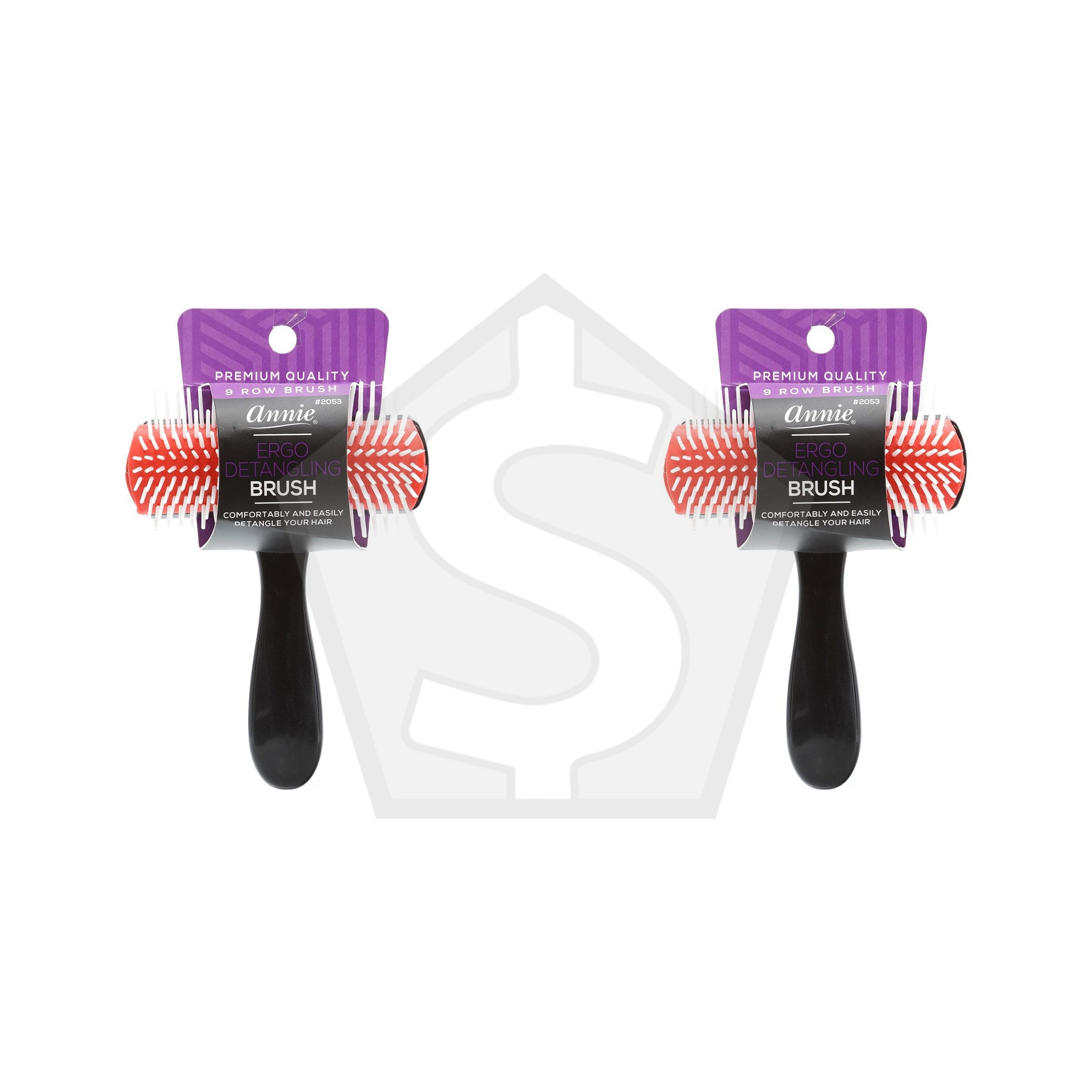 ANNIE 9 Rows Ergo Detangling Brush - Pack of 2