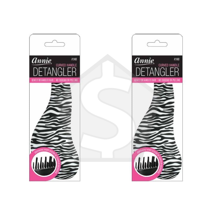 ANNIE Curved Handle Detangler - Zebra - Pack of 2