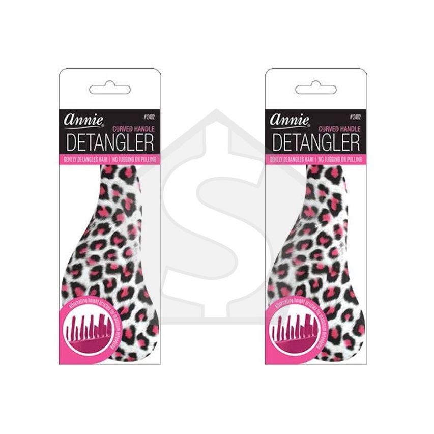 ANNIE Curved Handle Detangler - Cheetah - Pack of 2