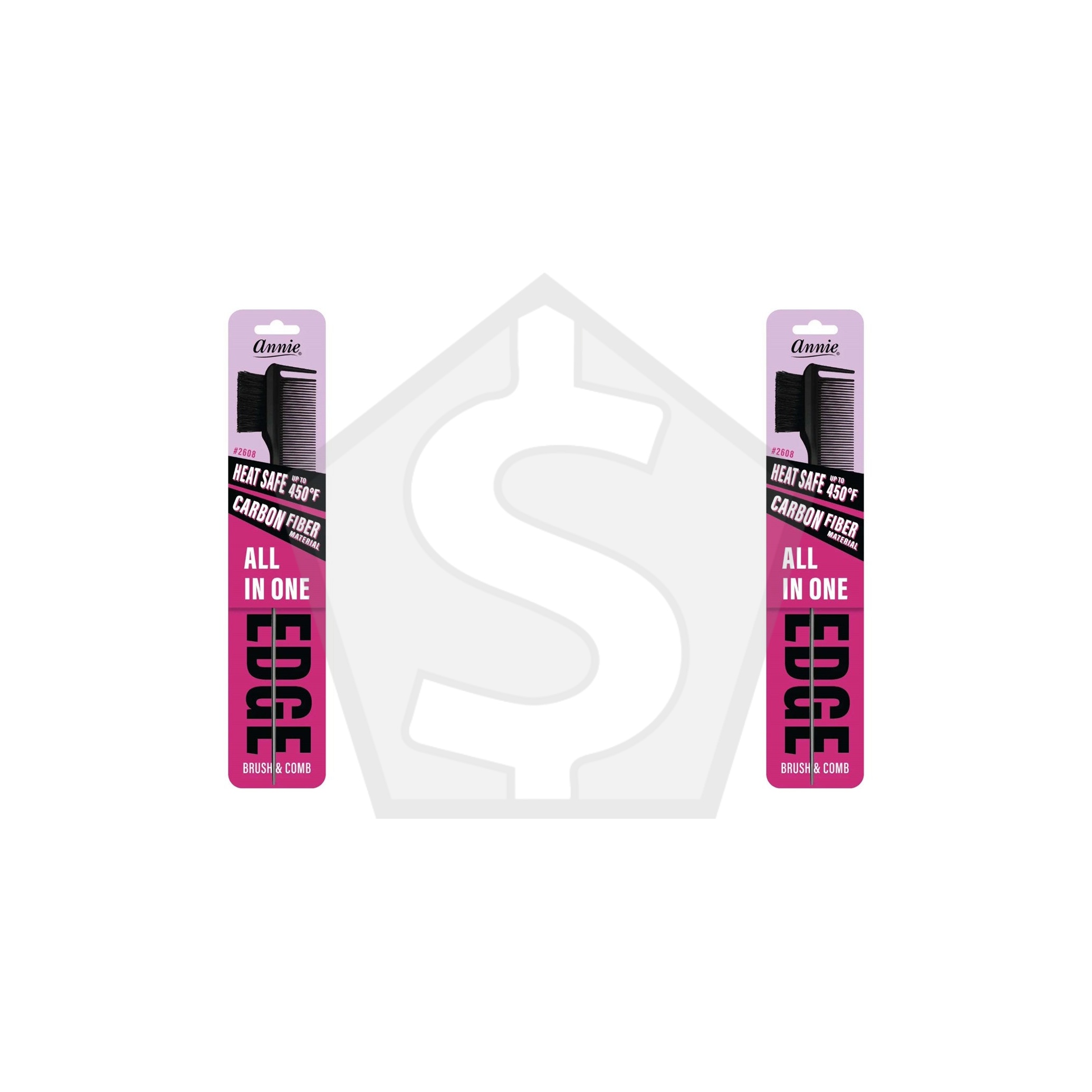 ANNIE All In One Edge Brush & Comb - Black - Pack of 2