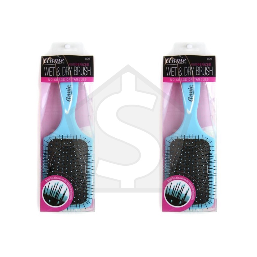 ANNIE Rubberized Wet & Dry Brush - Light Blue - Pack of 2