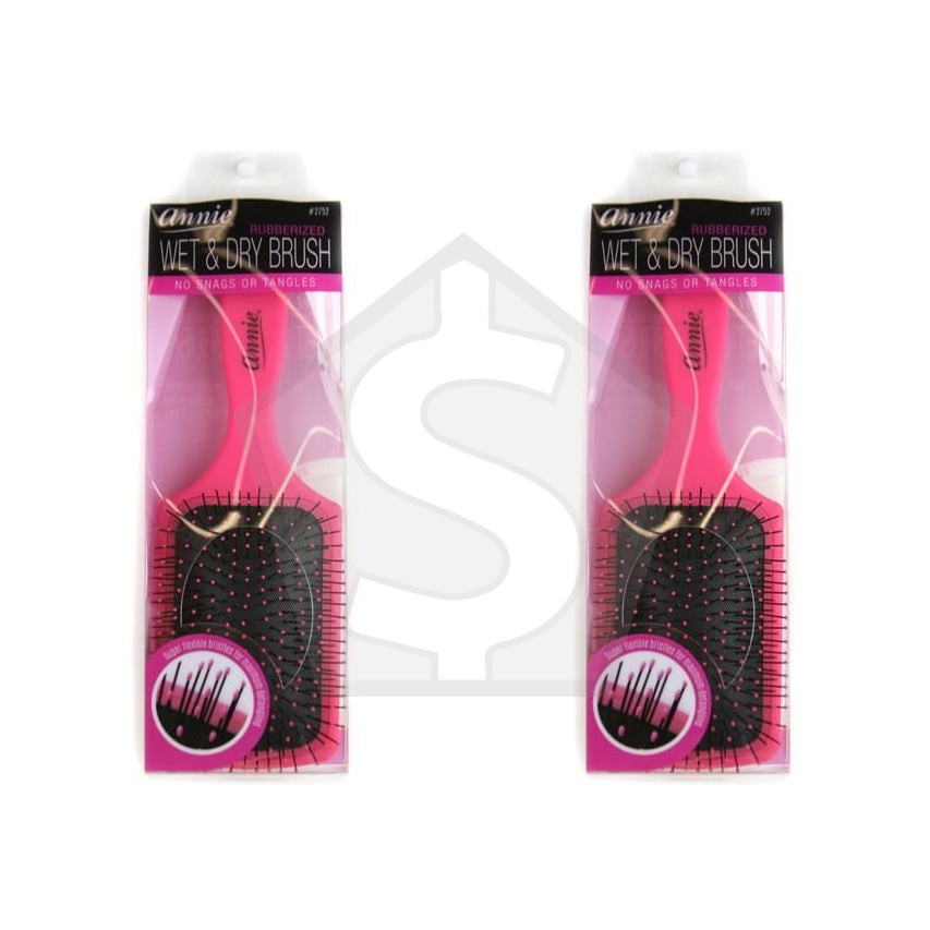 ANNIE Rubberized Wet & Dry Brush - Pink - Pack of 2