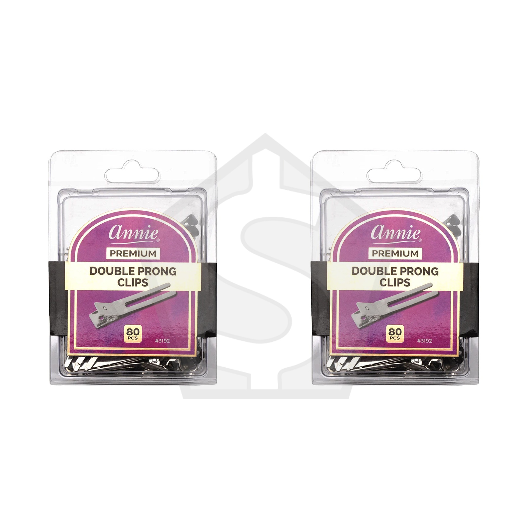 ANNIE Double Prong Clips (80pcs/pack) - Pack of 2