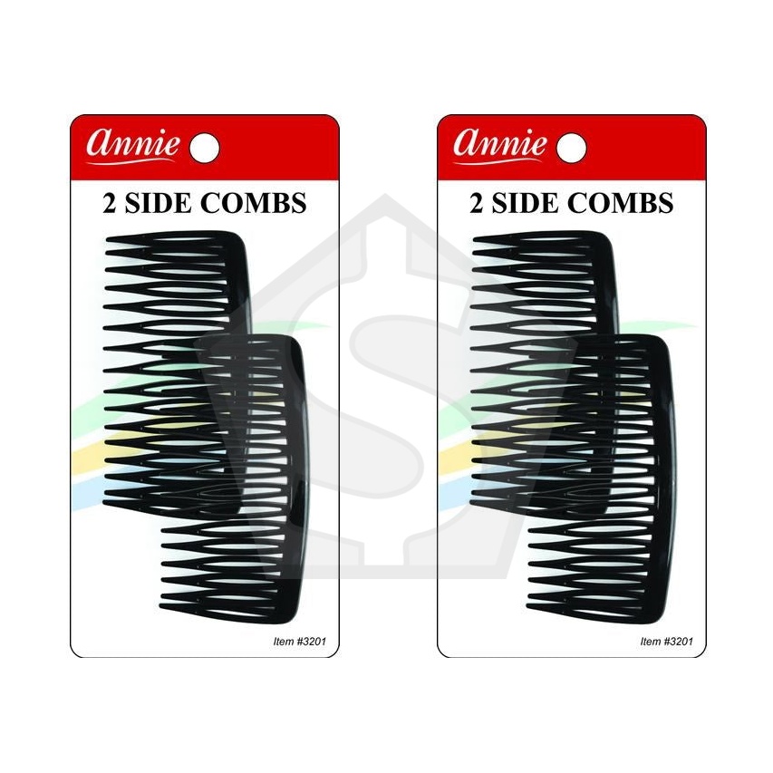 ANNIE 2 Side Combs Large - Black - Pack of 2