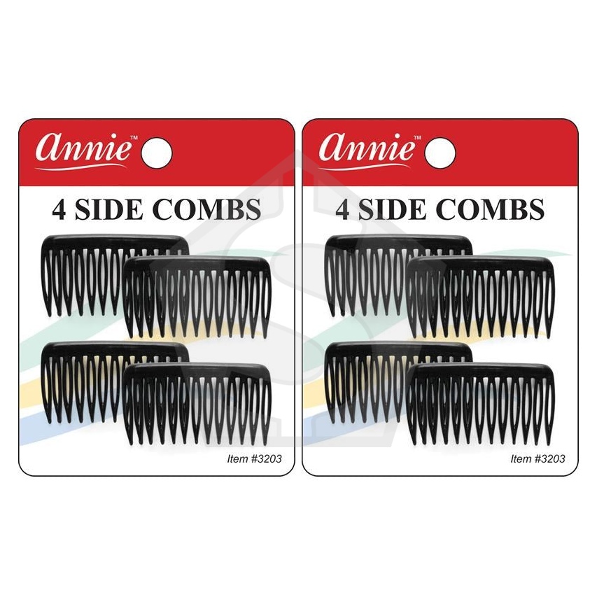 ANNIE 4 Side Combs Small - Black - Pack of 2