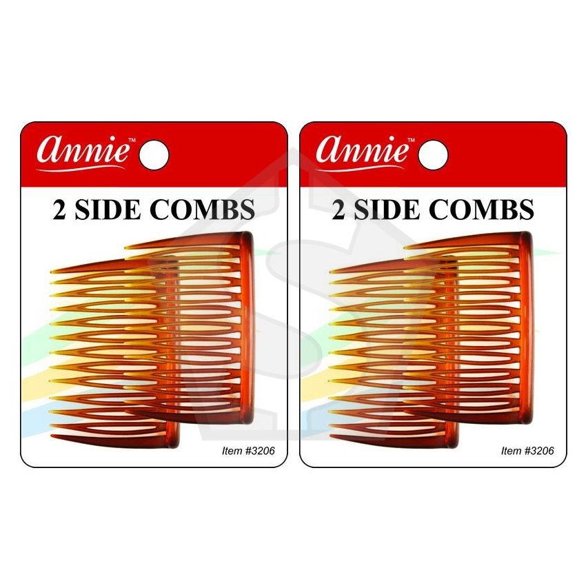 ANNIE 2 Side Combs Medium - Brown - Pack of 2