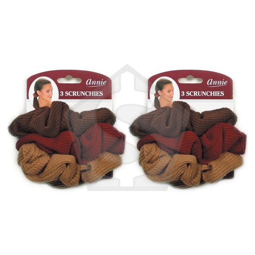 ANNIE 3pcs Hair Scrunchies - Assorted - Pack of 2
