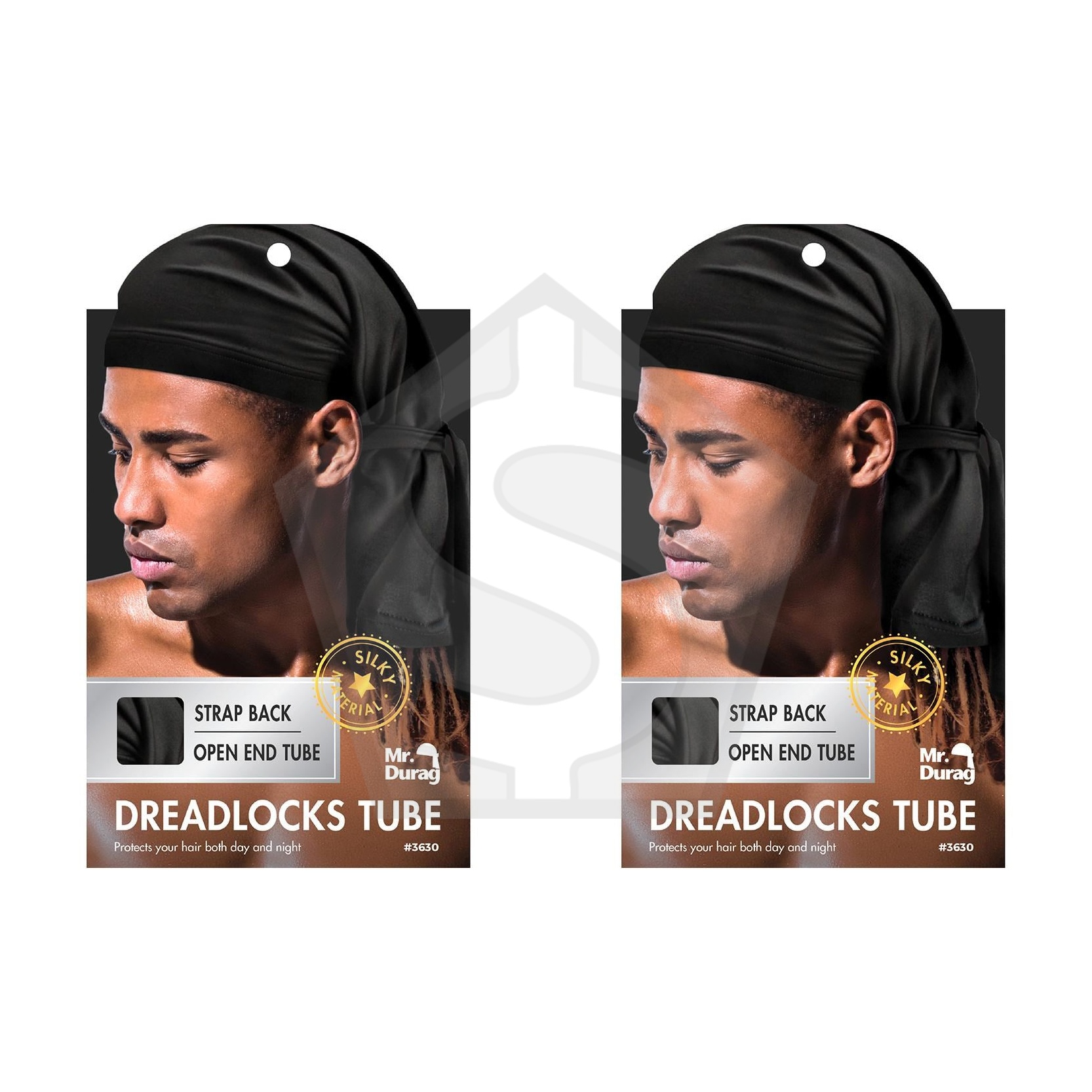 ANNIE Mr. Durag Dreadlocks Tube with Strap - Black - Pack of 2