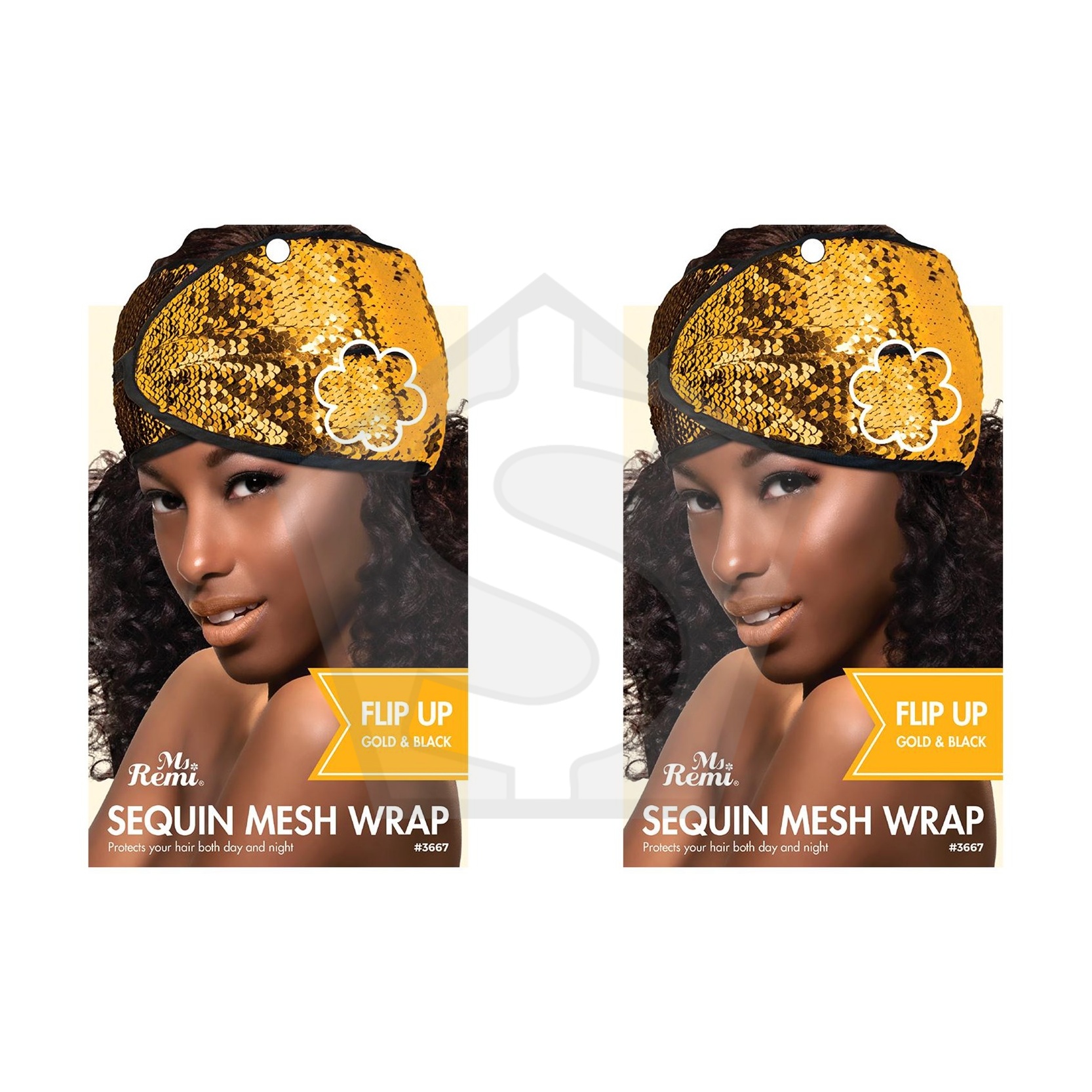 ANNIE Sequin Mesh Wrap - Flip Up - Gold and Black - Pack of 2