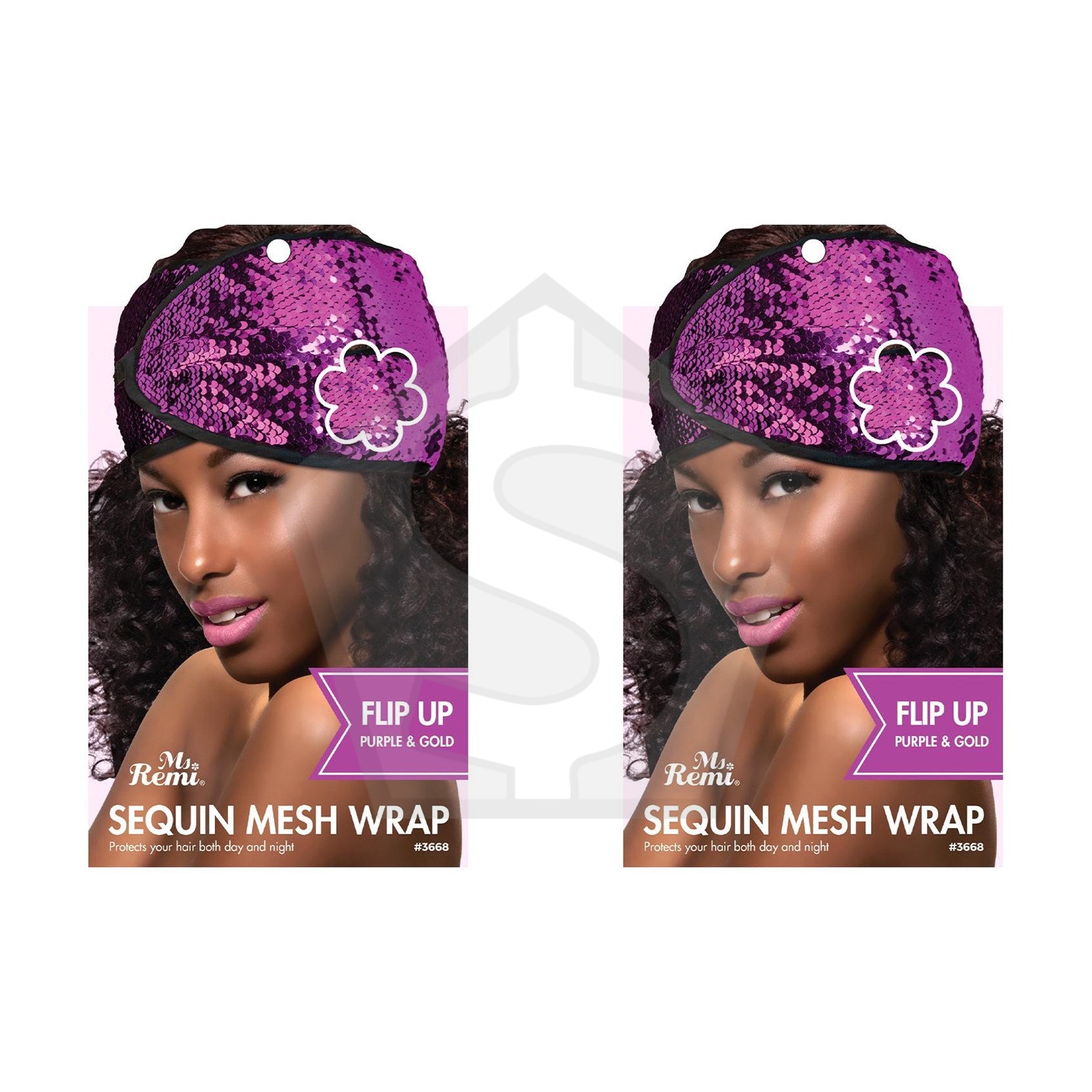 ANNIE Sequin Mesh Wrap - Flip Up - Purple and Gold - Pack of 2