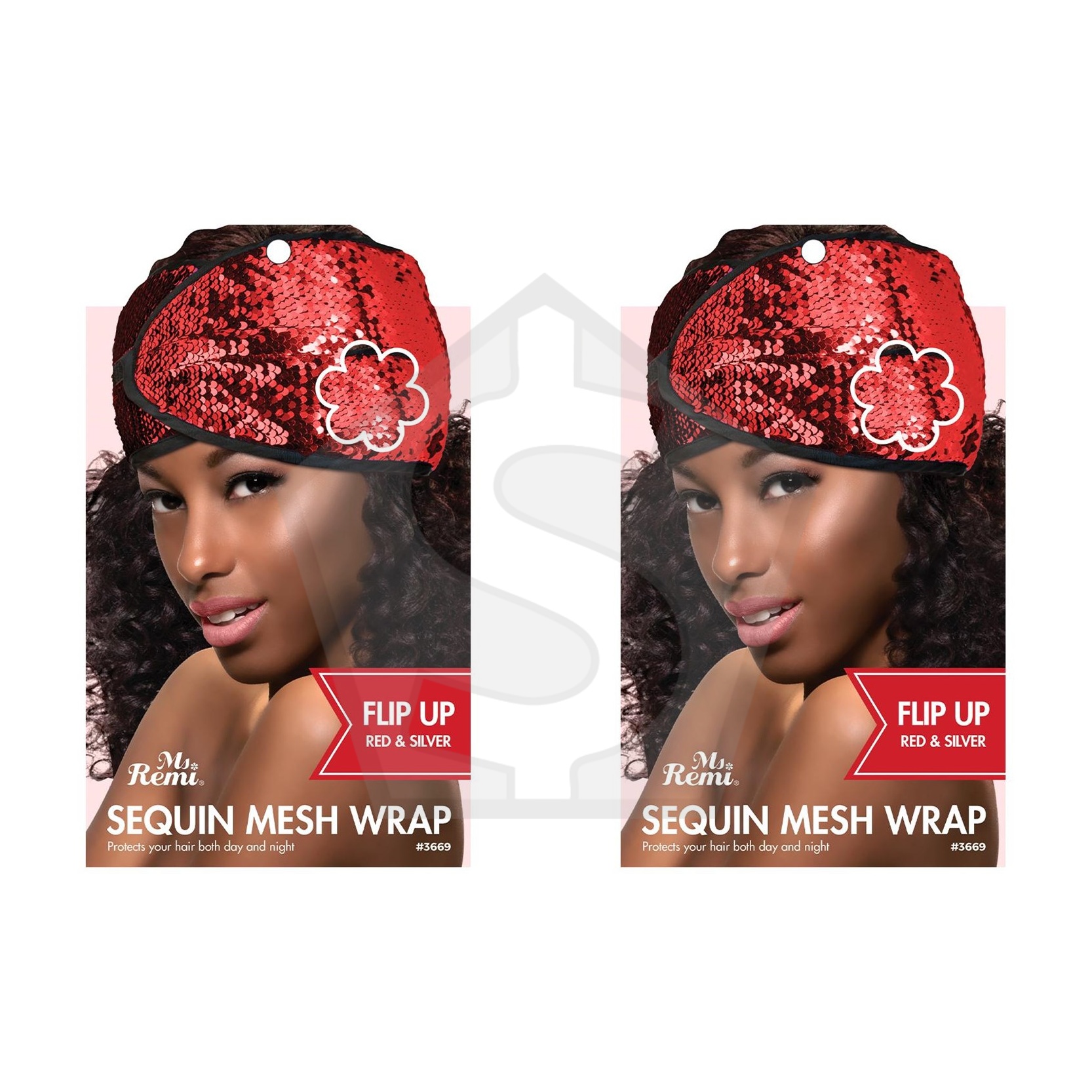 ANNIE Sequin Mesh Wrap - Flip Up - Red and Silver - Pack of 2