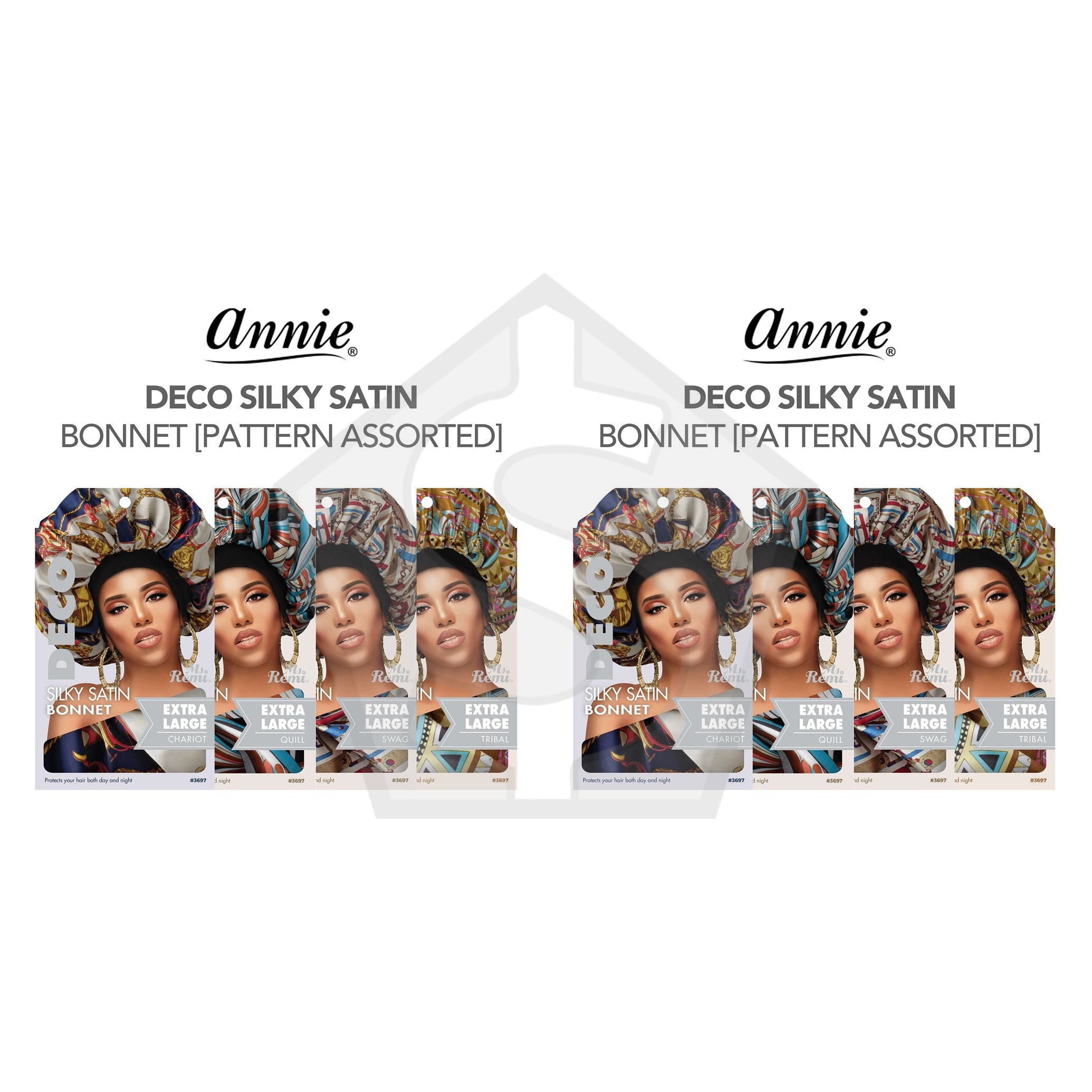 ANNIE Deco Silky Satin Bonnet [Pattern Assorted] - Pack of 2