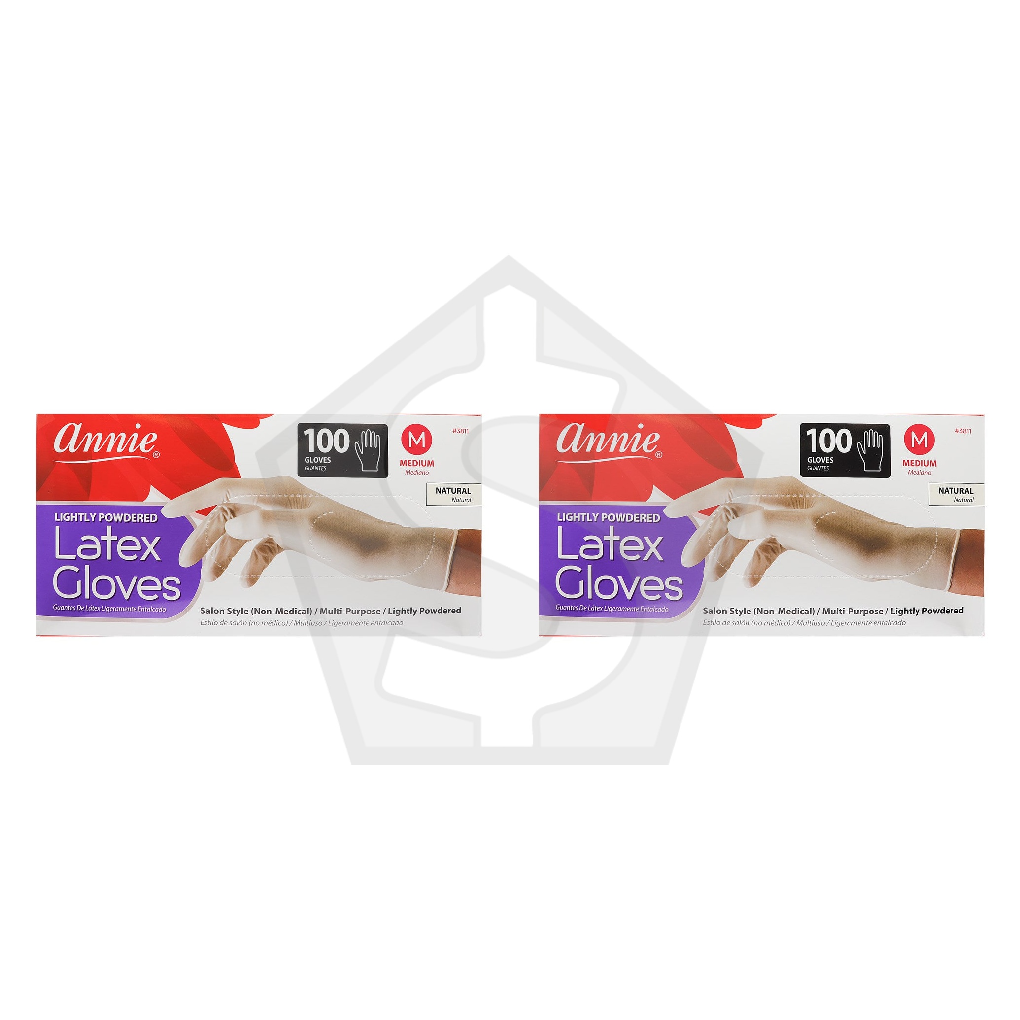 ANNIE Latex Gloves [100ct/Box] - Medium - Pack of 2