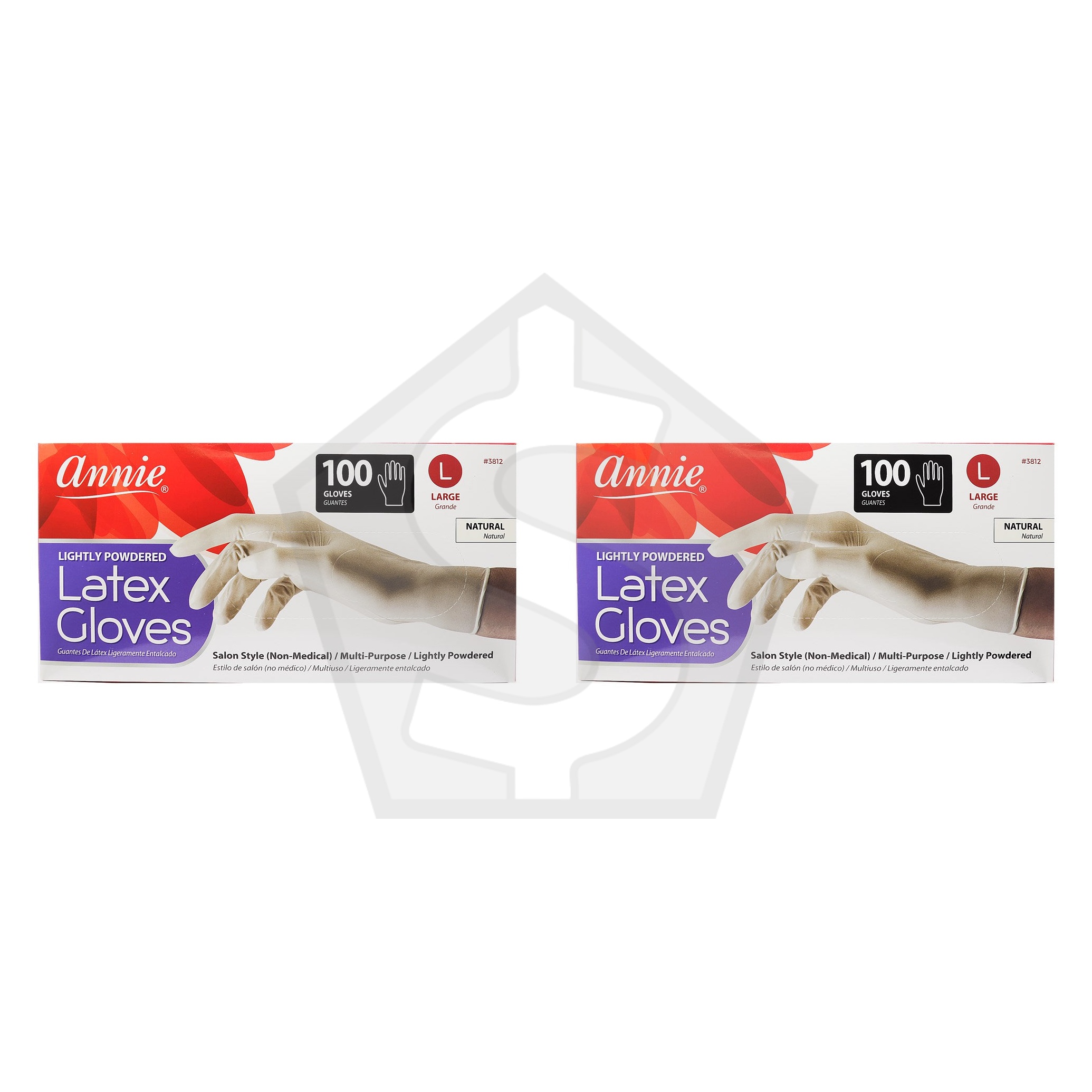 ANNIE Latex Gloves [100ct/Box] - Large - Pack of 2