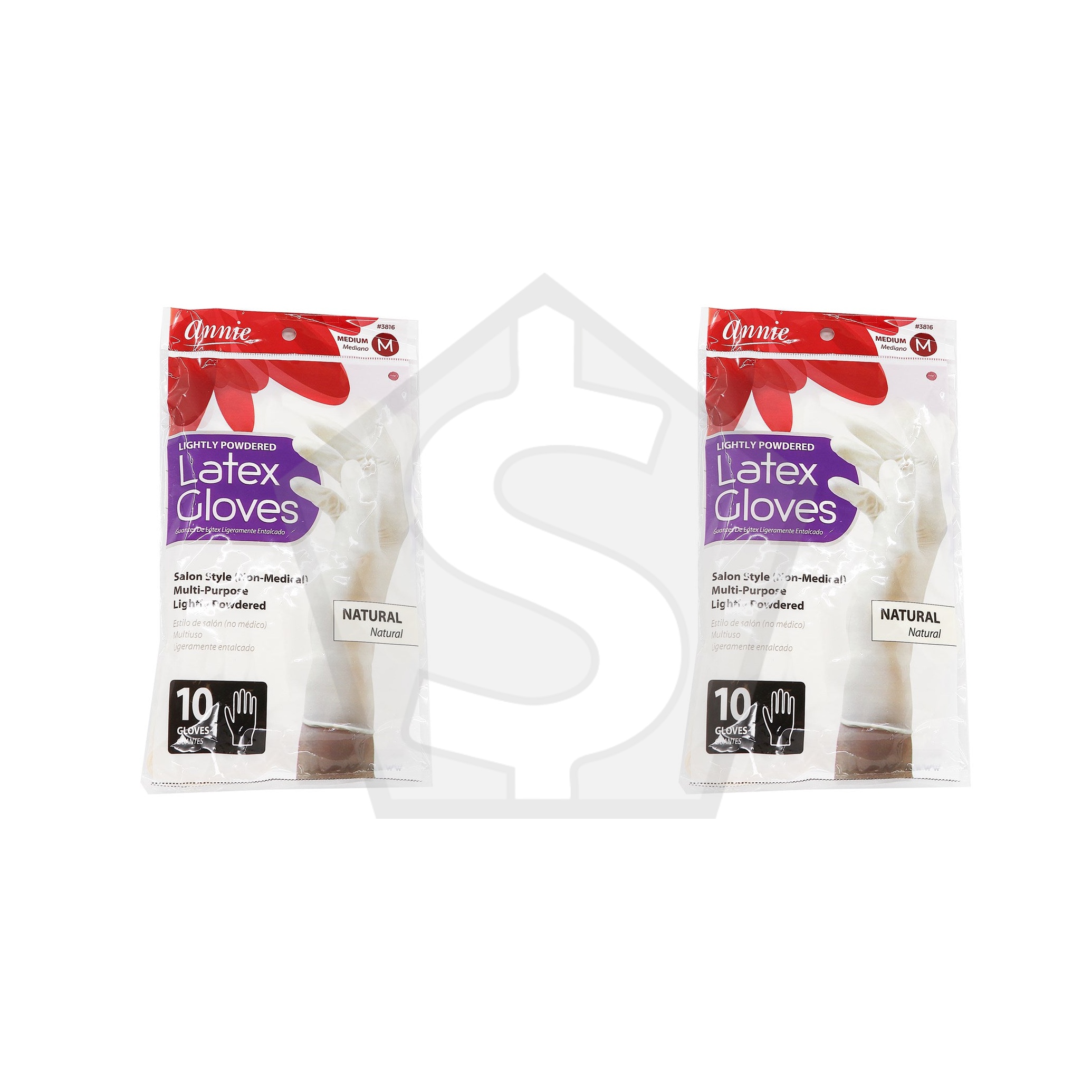 ANNIE Disposable Latex Gloves (10pcs) - Medium - Pack of 2