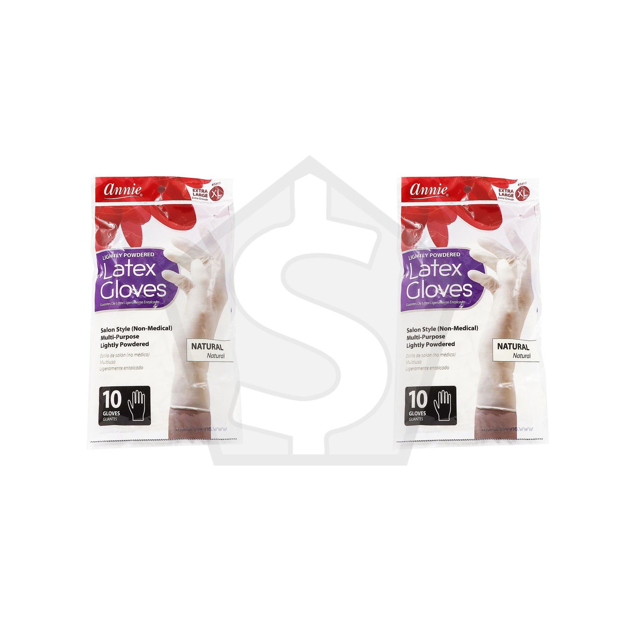 ANNIE Disposable Latex Gloves (10pcs) - X-Large - Pack of 2