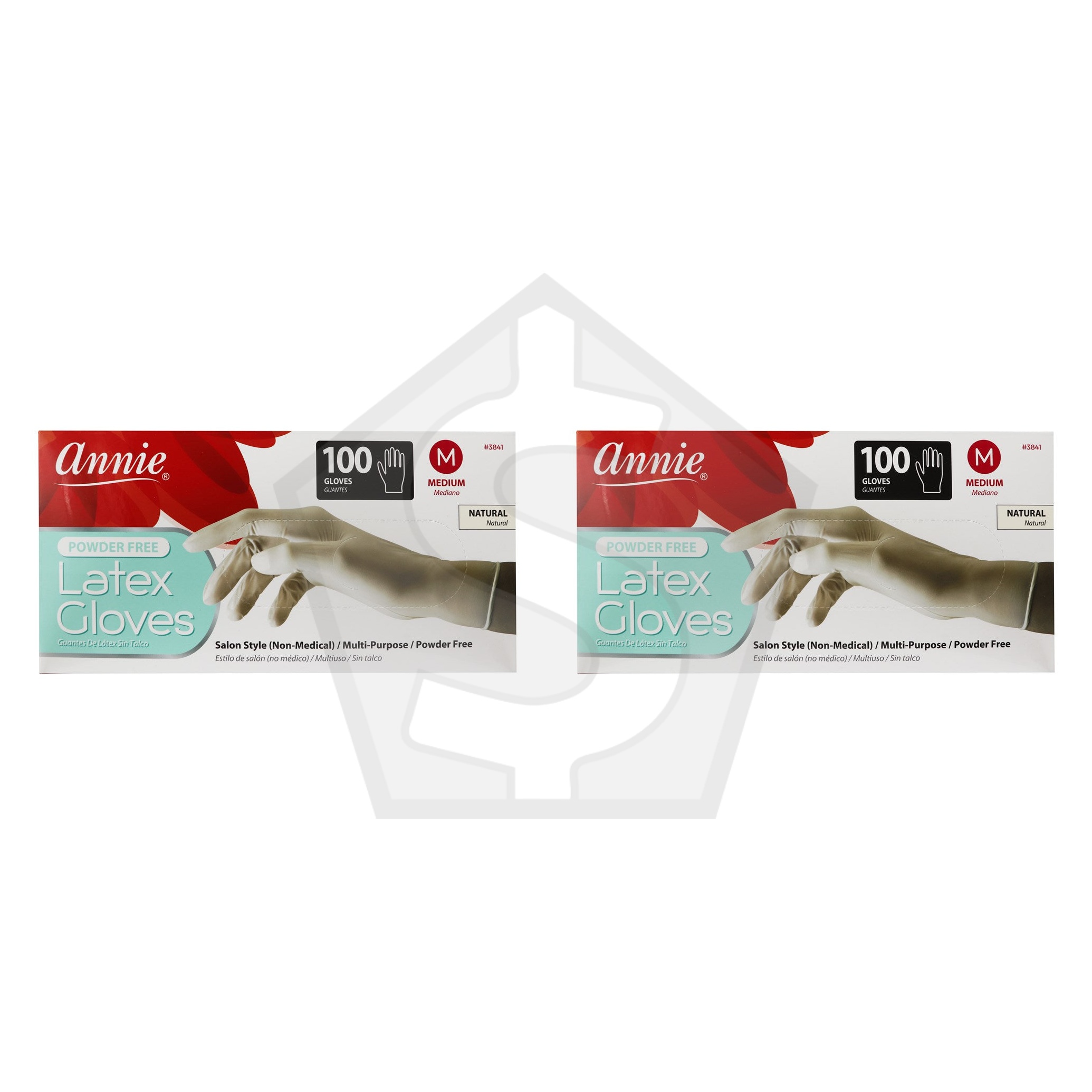 ANNIE Latex Gloves - Powder Free [100ct/Box] - Medium - Pack of 2
