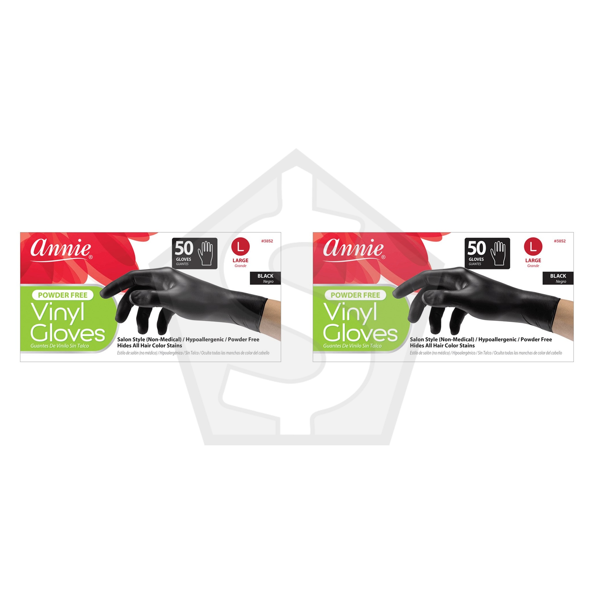 ANNIE Vinyl Gloves [50ct/Box] - Large - Pack of 2