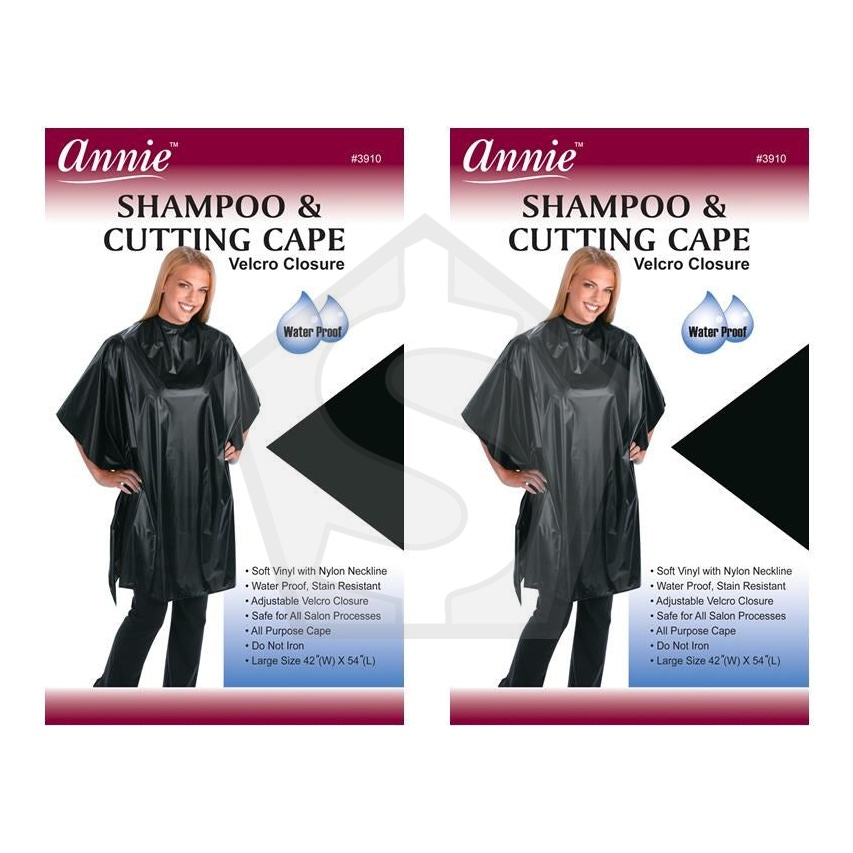 ANNIE Shampoo & Cutting Cape with Velcro Closure [ Soft Vinyl] - Pack of 2