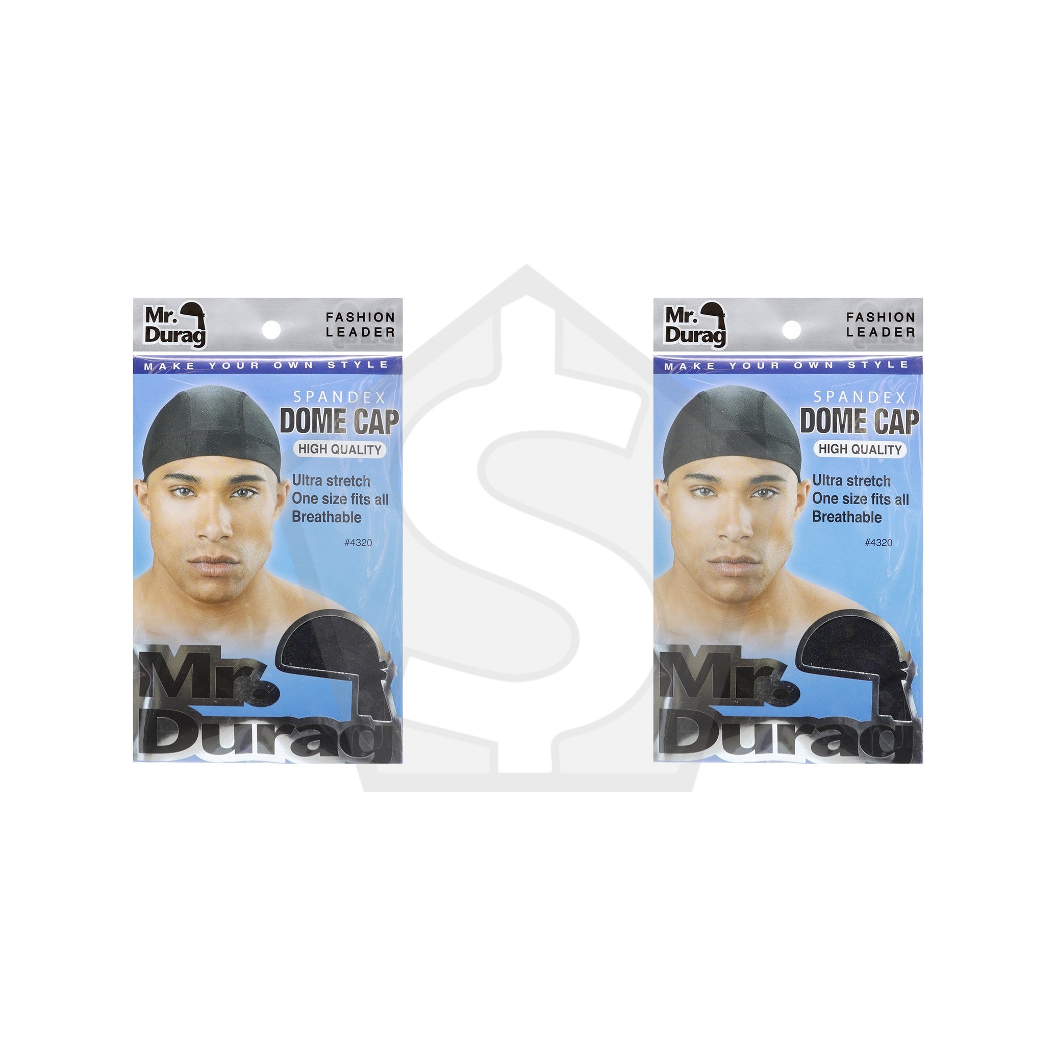 ANNIE Mr. Durag Spandex Dome Cap - Black - Pack of 2