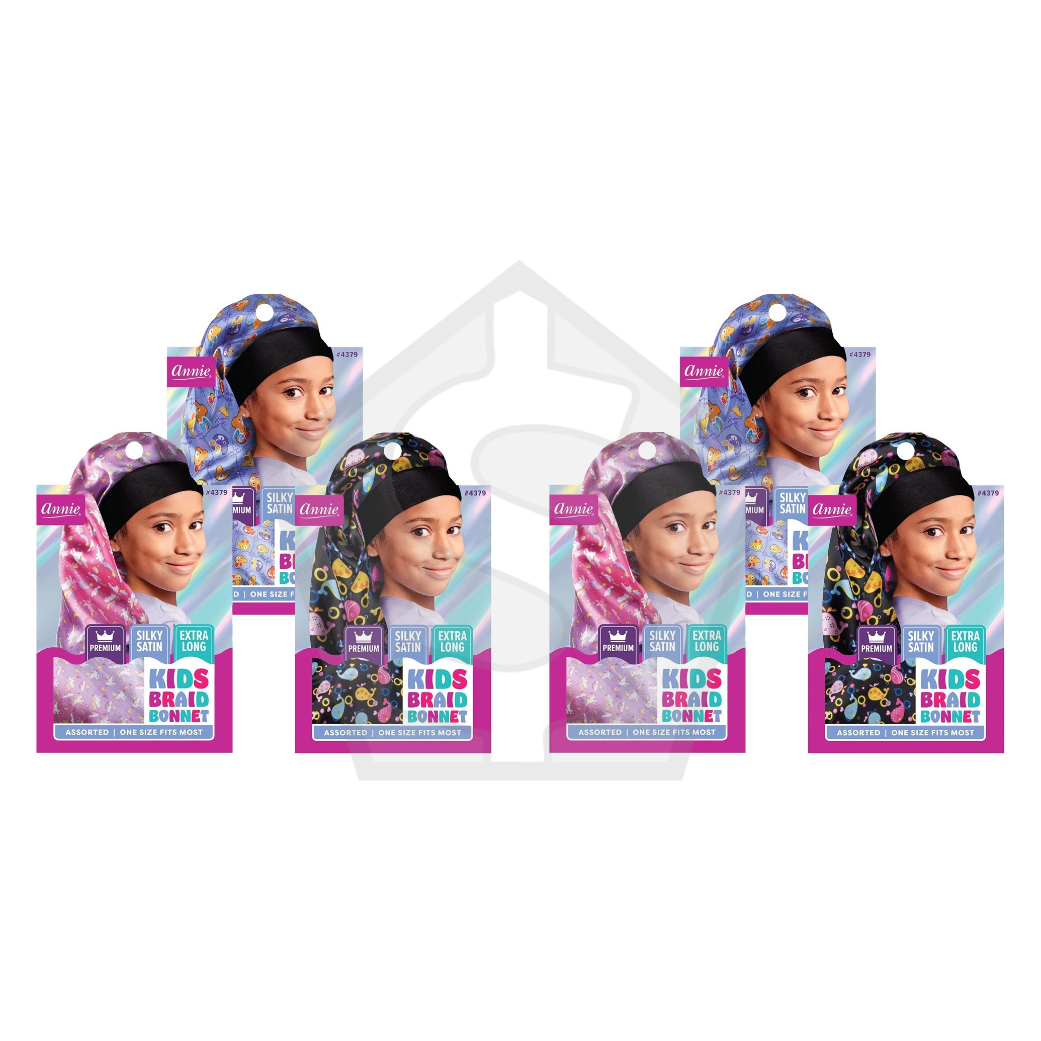 ANNIE Premium Kid's Silky Wide Edge Braid Bonnet - Pack of 2