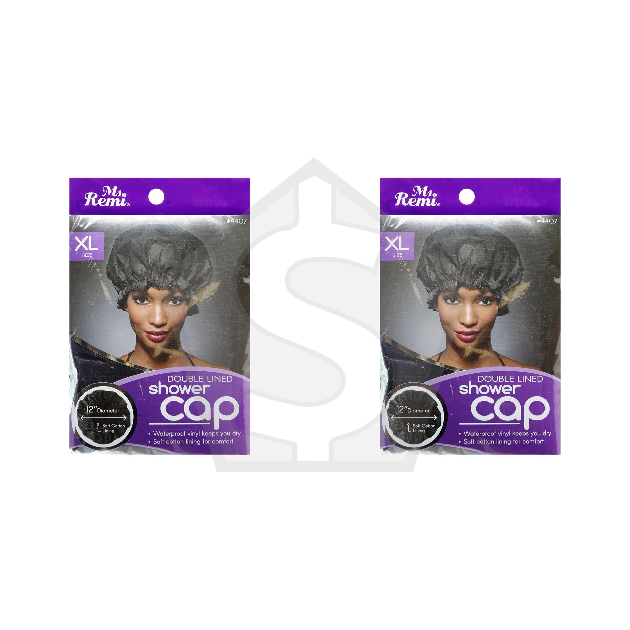 ANNIE Double Lined Shower Cap [X-Large] - Black - Pack of 2