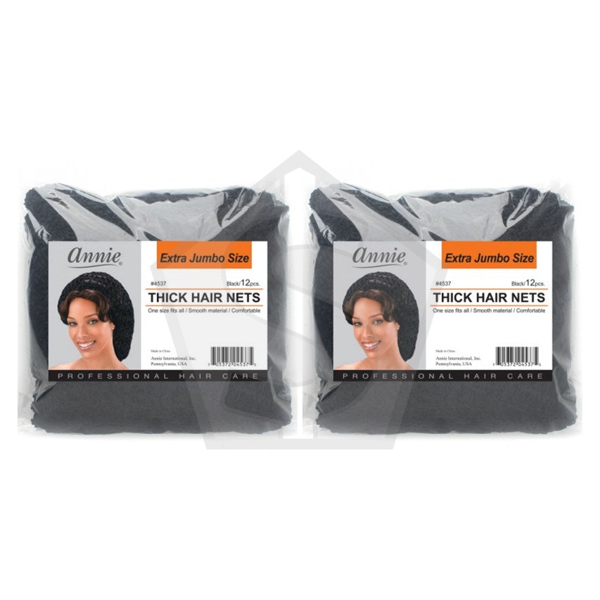 ANNIE Thick Hair Net Extra Jumbo (12pcs Bulk Pack) - Pack of 2