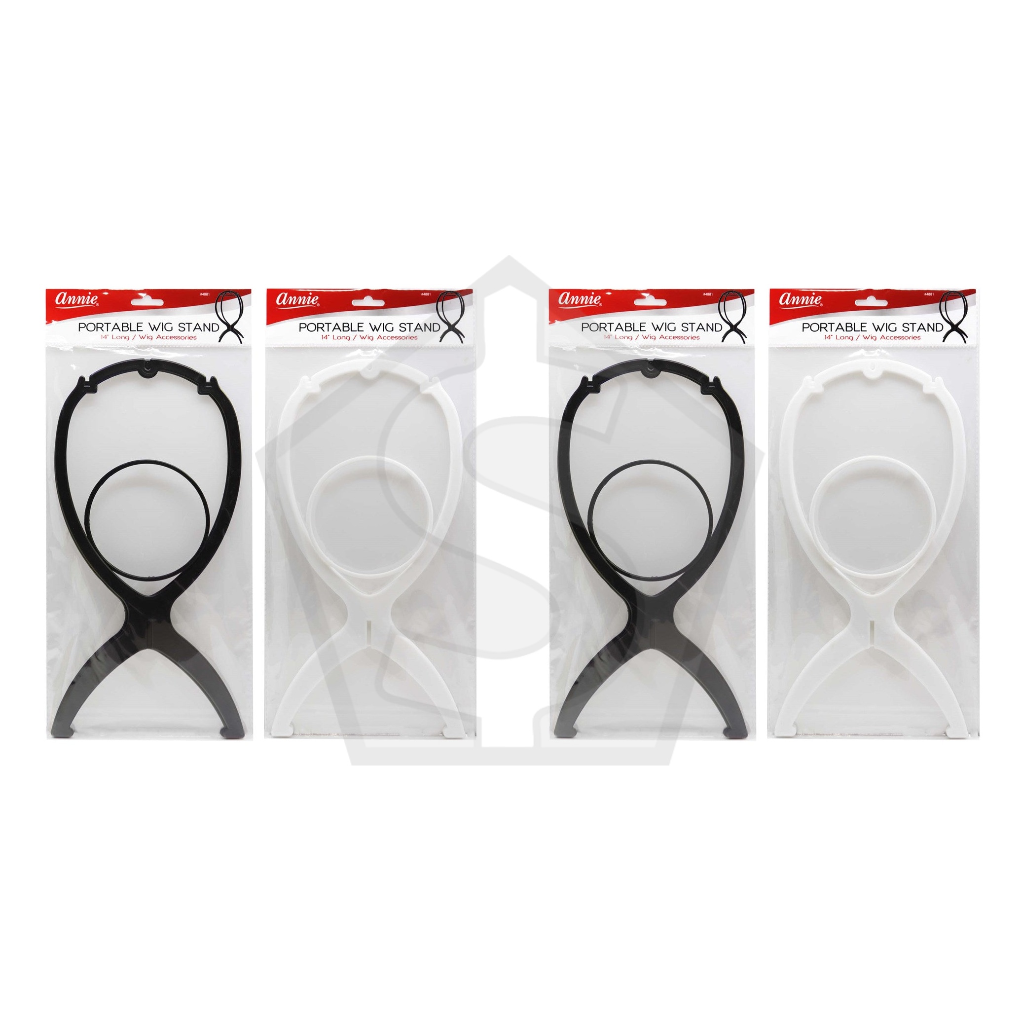 ANNIE Portable Wig Stand - Black and White - Pack of 2