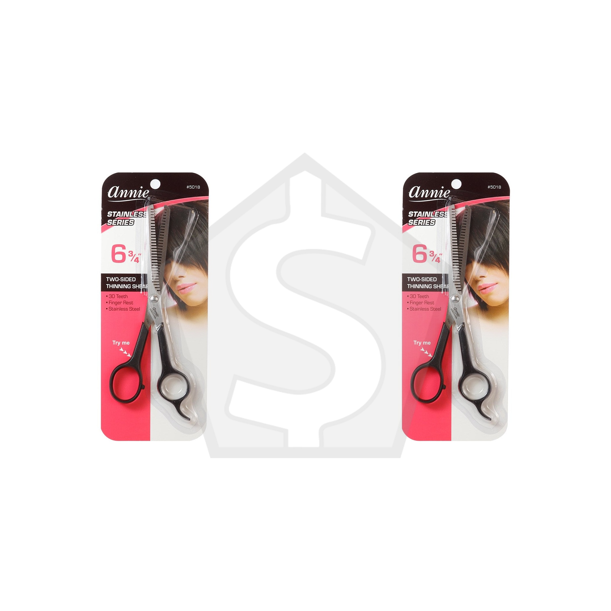 ANNIE Stainless Series Hair Shear - 6 3/4 inch Thinning Shear - Pack of 2