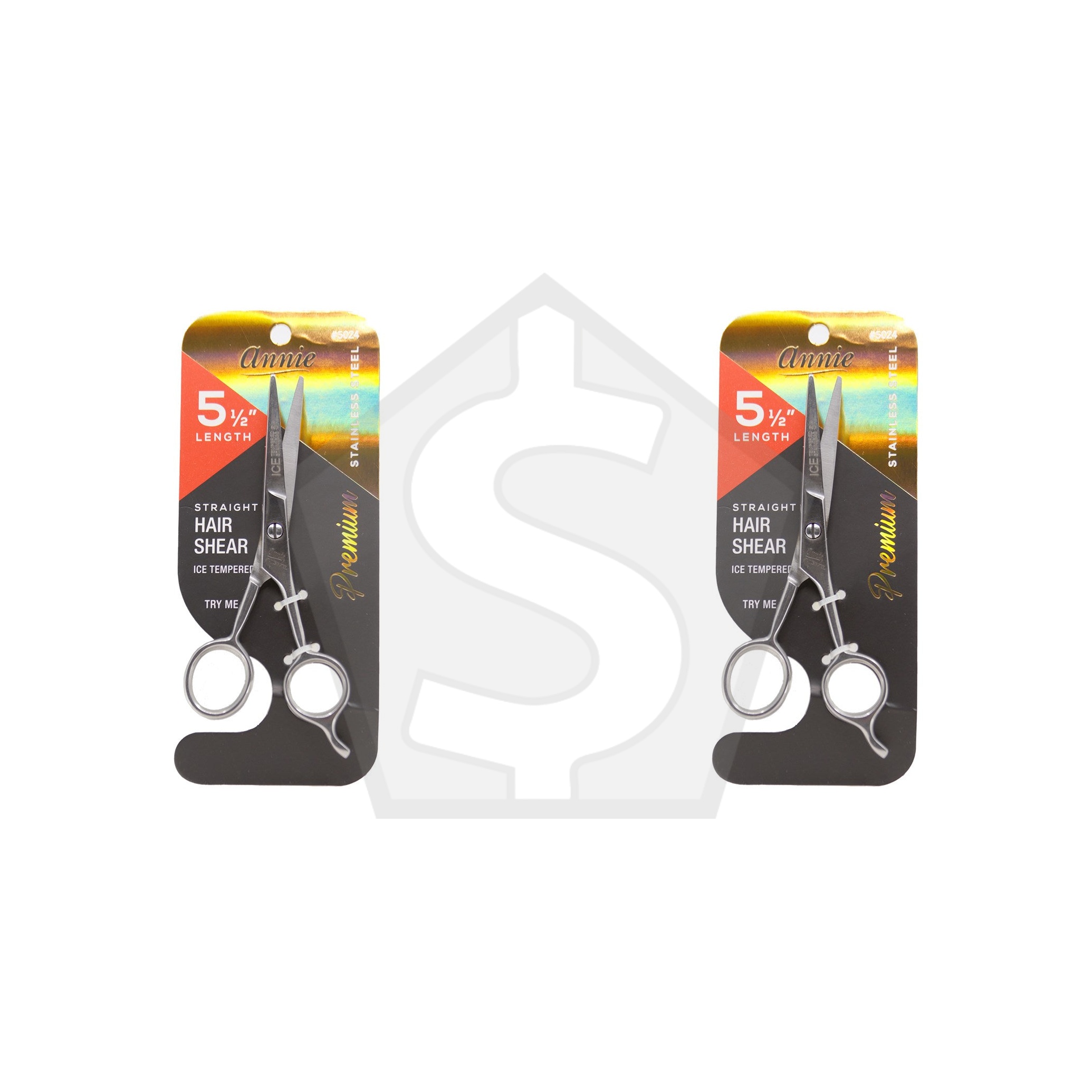 ANNIE Ice Tempered Stainless Steel Hair Shear - 5 1/2" - Pack of 2
