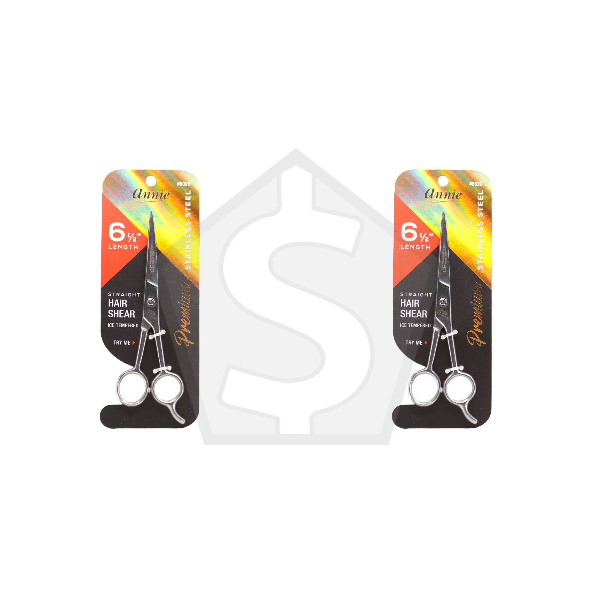 ANNIE Ice Tempered Stainless Steel Hair Shear - 6 1/2" - Pack of 2