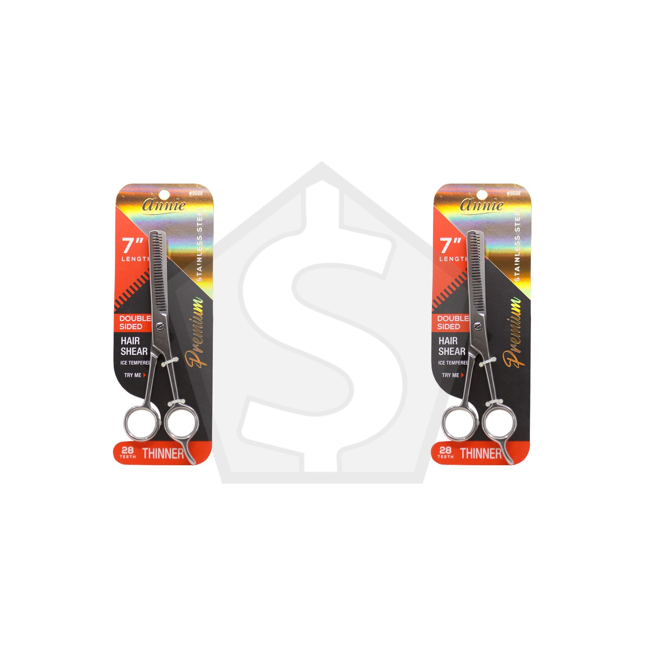 Bundle of 2 - ANNIE Ice Tempered Stainless Steel Hair Shear - 7" Thinning Shear