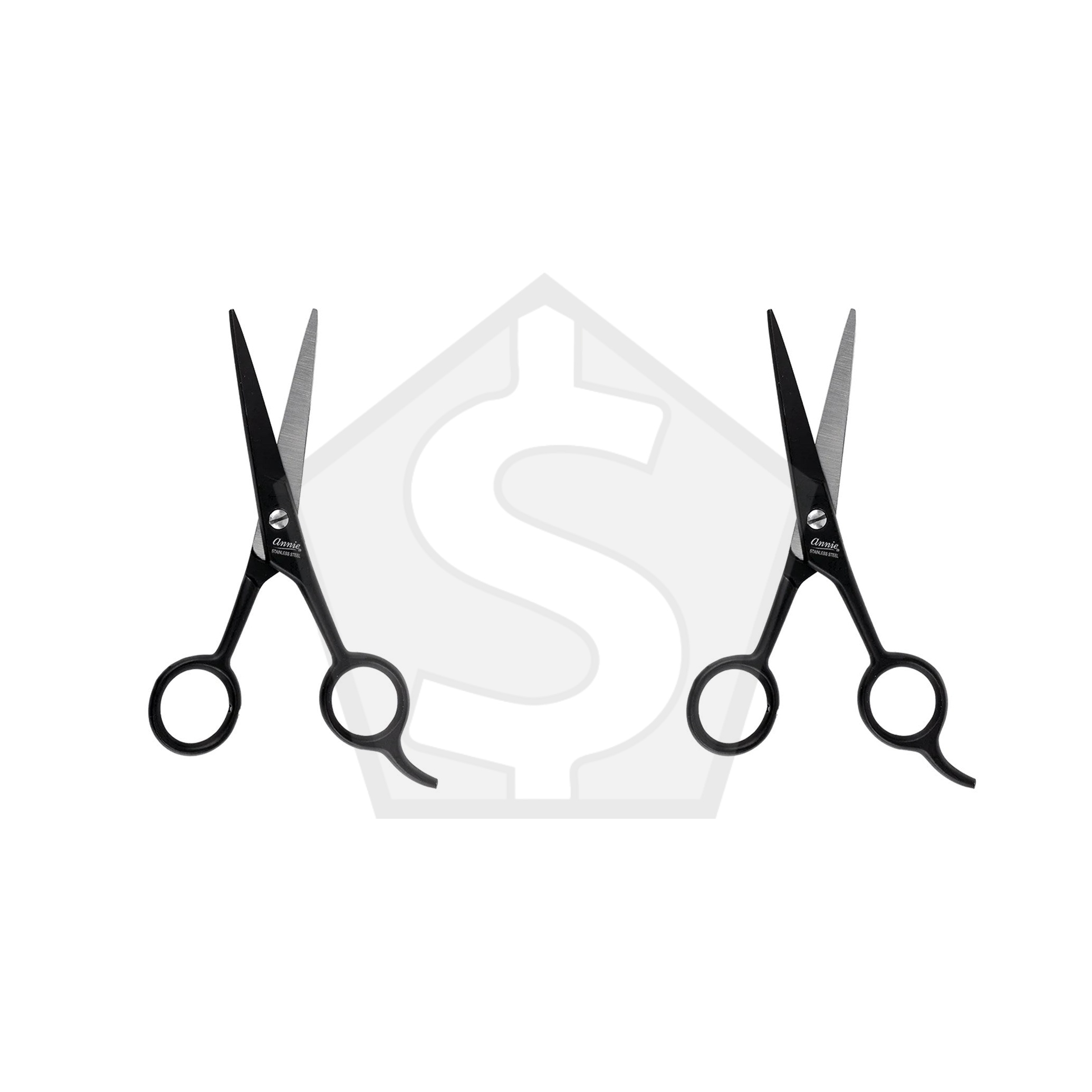 ANNIE Premium Stainless Steel Straight Hair Shears - Black / 5.5inch - Pack of 2