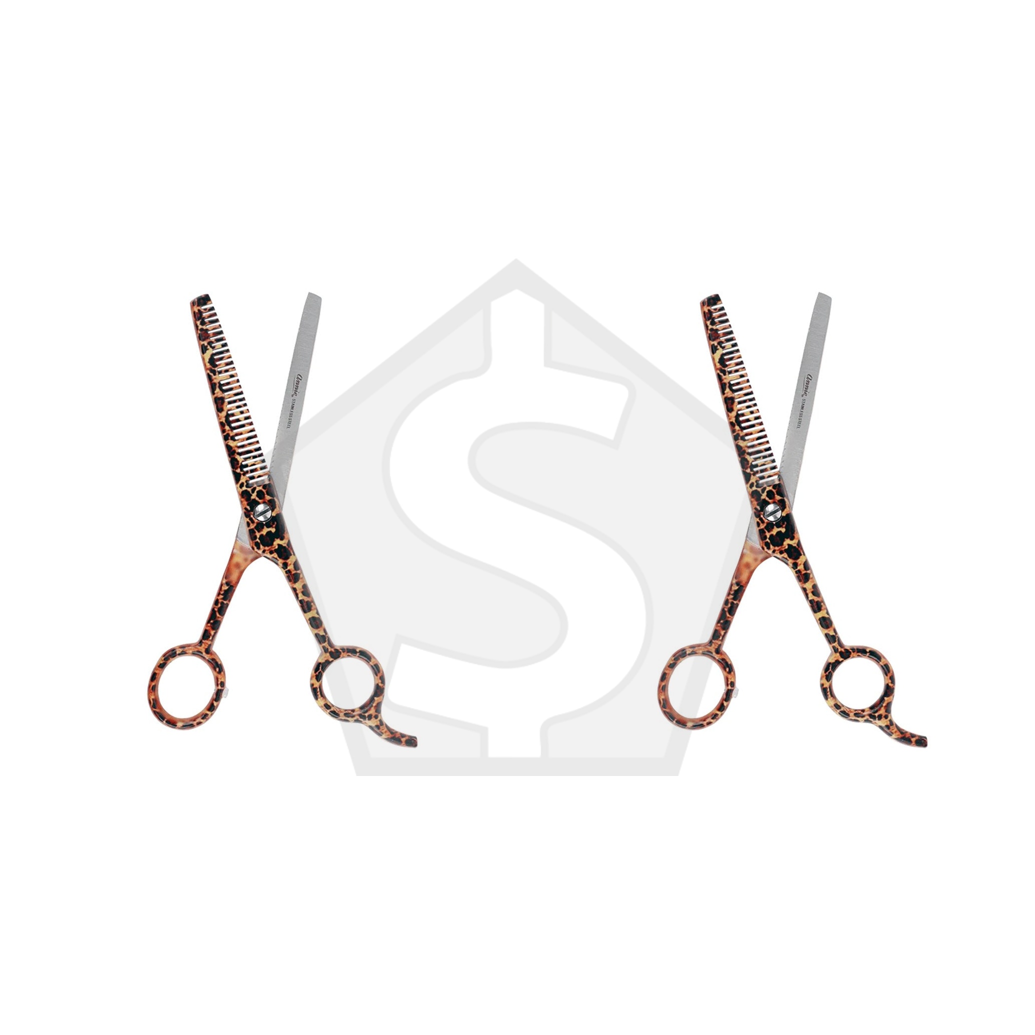 ANNIE Premium Stainless Steel Straight Hair Shears - Leopard / 28 Tooth Thinner (6.5inch) - Pack of 2