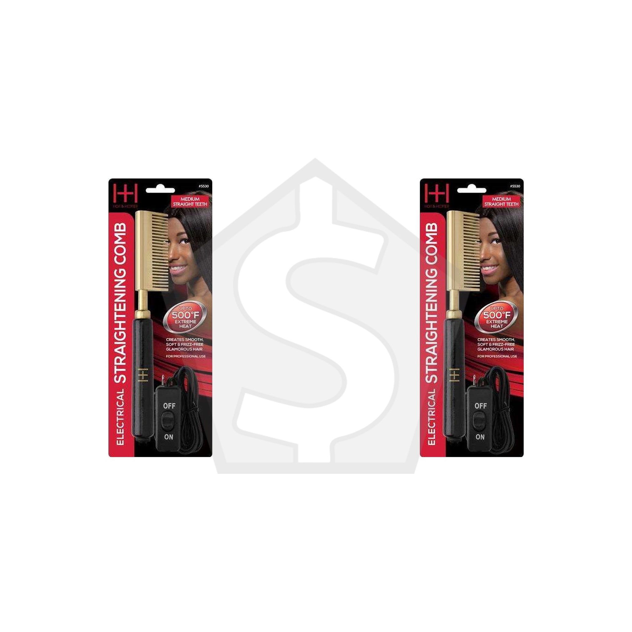 ANNIE Hot & Hotter Electrical Straightening Comb [Medium Straight Teeth] - Pack of 2