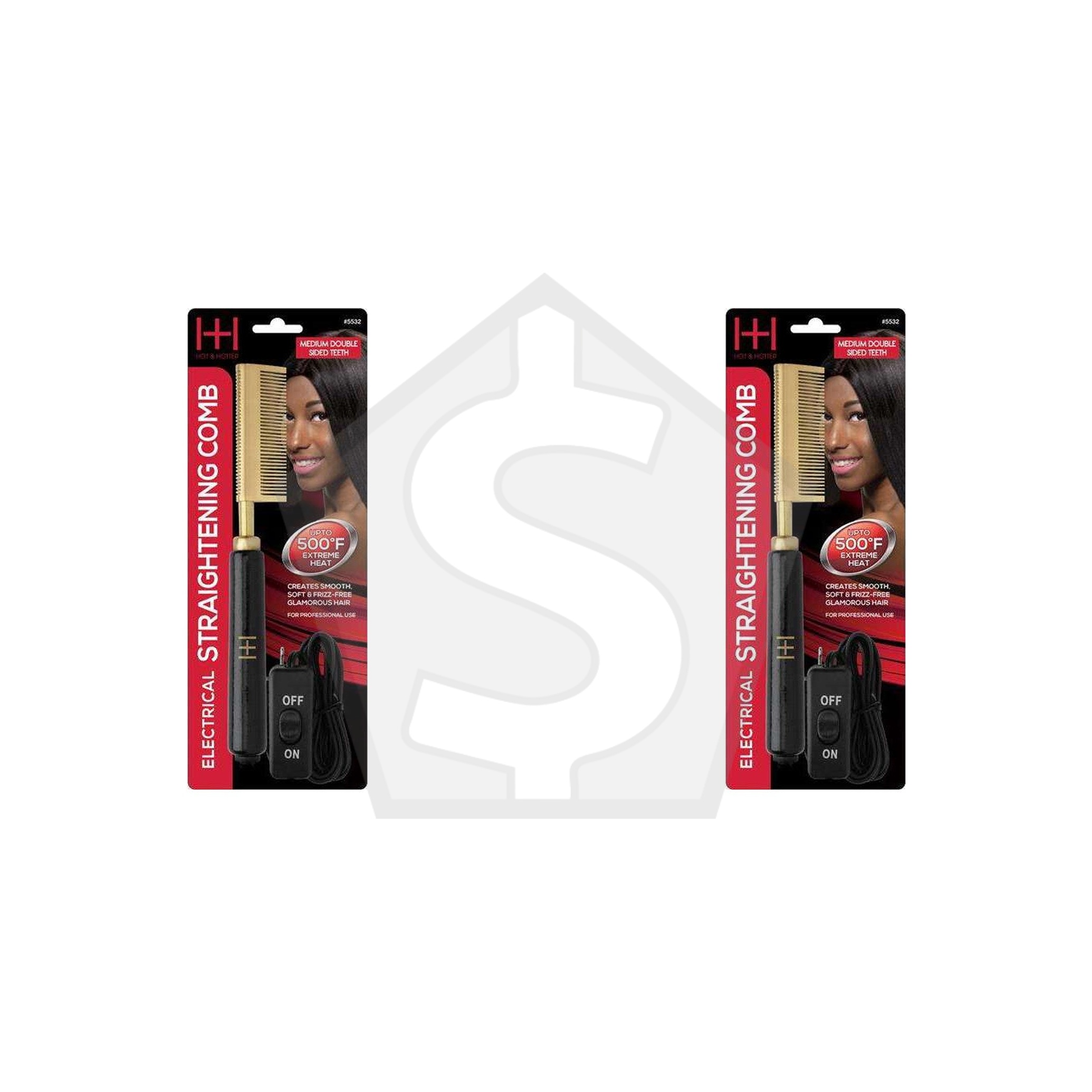 ANNIE Hot & Hotter Electrical Straightening Comb [Medium Double Sided Teeth] - Pack of 2
