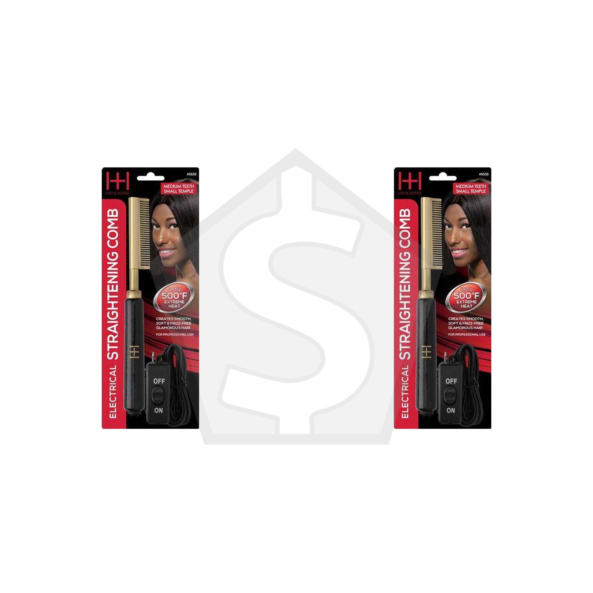 ANNIE Hot & Hotter Electrical Straightening Comb [Medium Teeth Small Temple] - Pack of 2