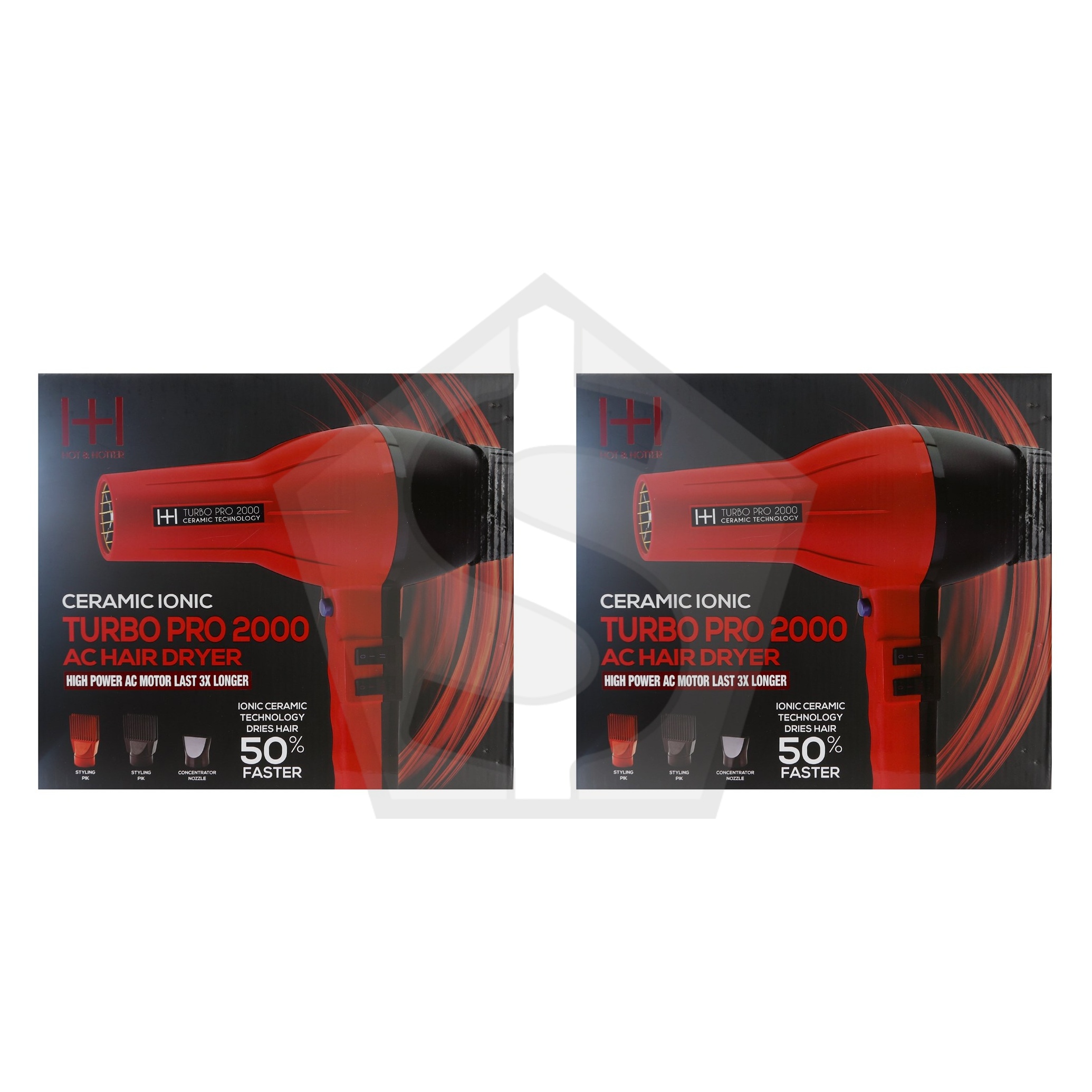 ANNIE Hot & Hotter Turbo Pro 2000 Hair Dryer - Pack of 2