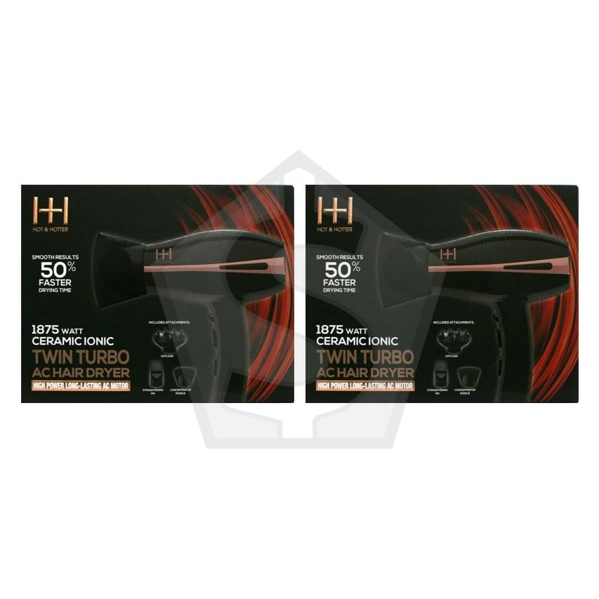 ANNIE Ceramic Ionic Twin Turbo AC Hair Dryer 1875W #05905 - Pack of 2