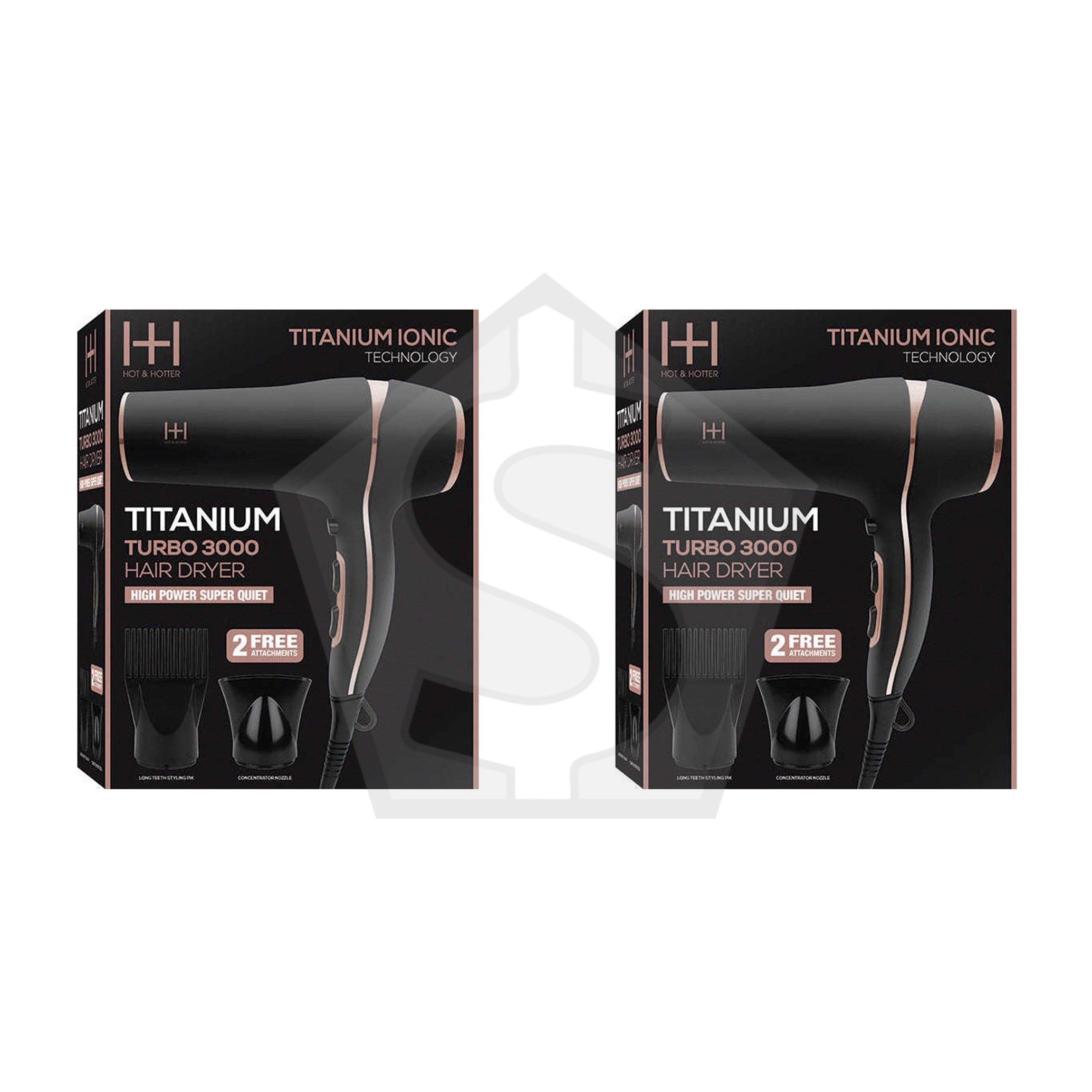 ANNIE Hot & Hotter Titanium Turbo 3000 Hair Dryer - Pack of 2