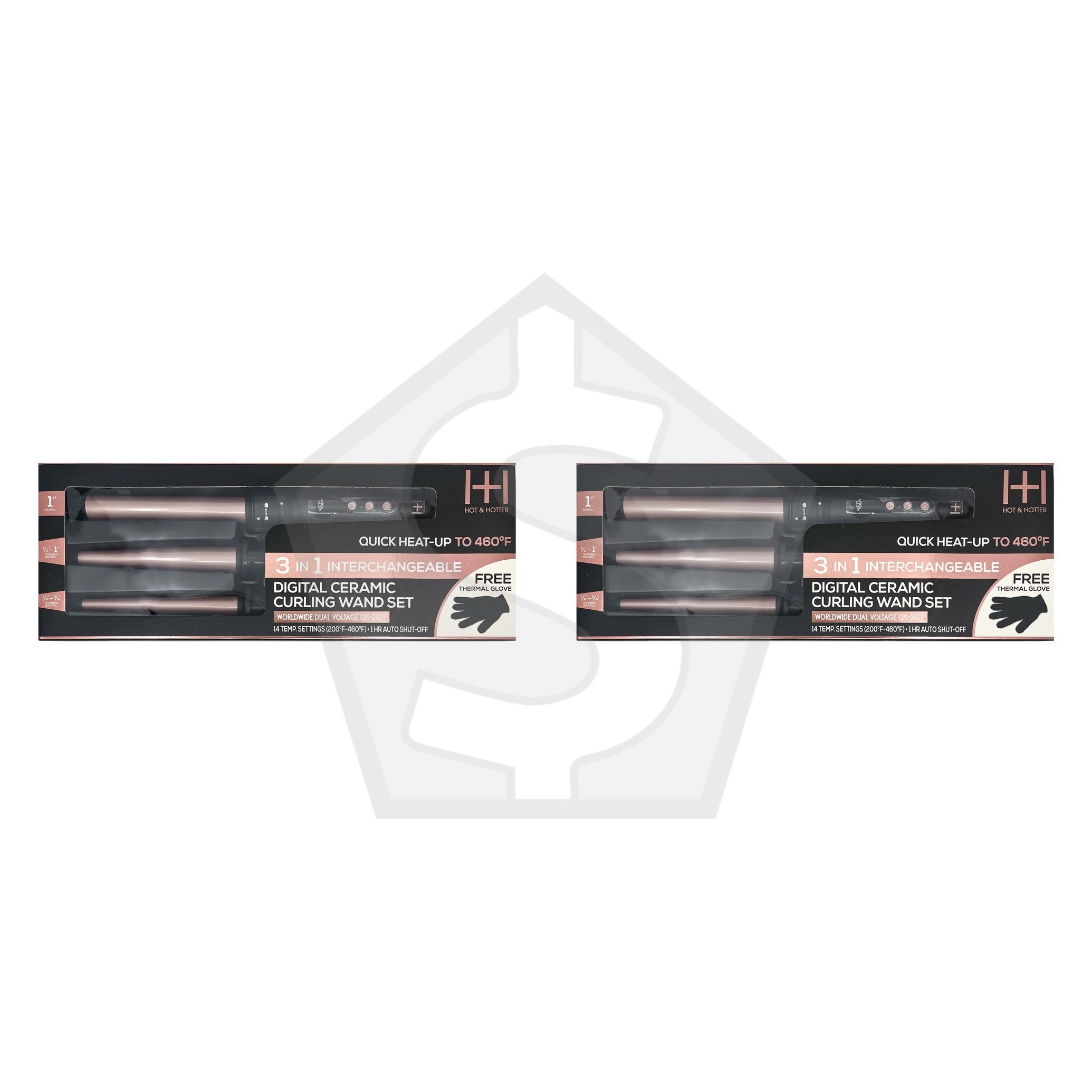 ANNIE Hot & Hotter 3 in 1 Interchangeable Digital Curling Wand Set - Pack of 2