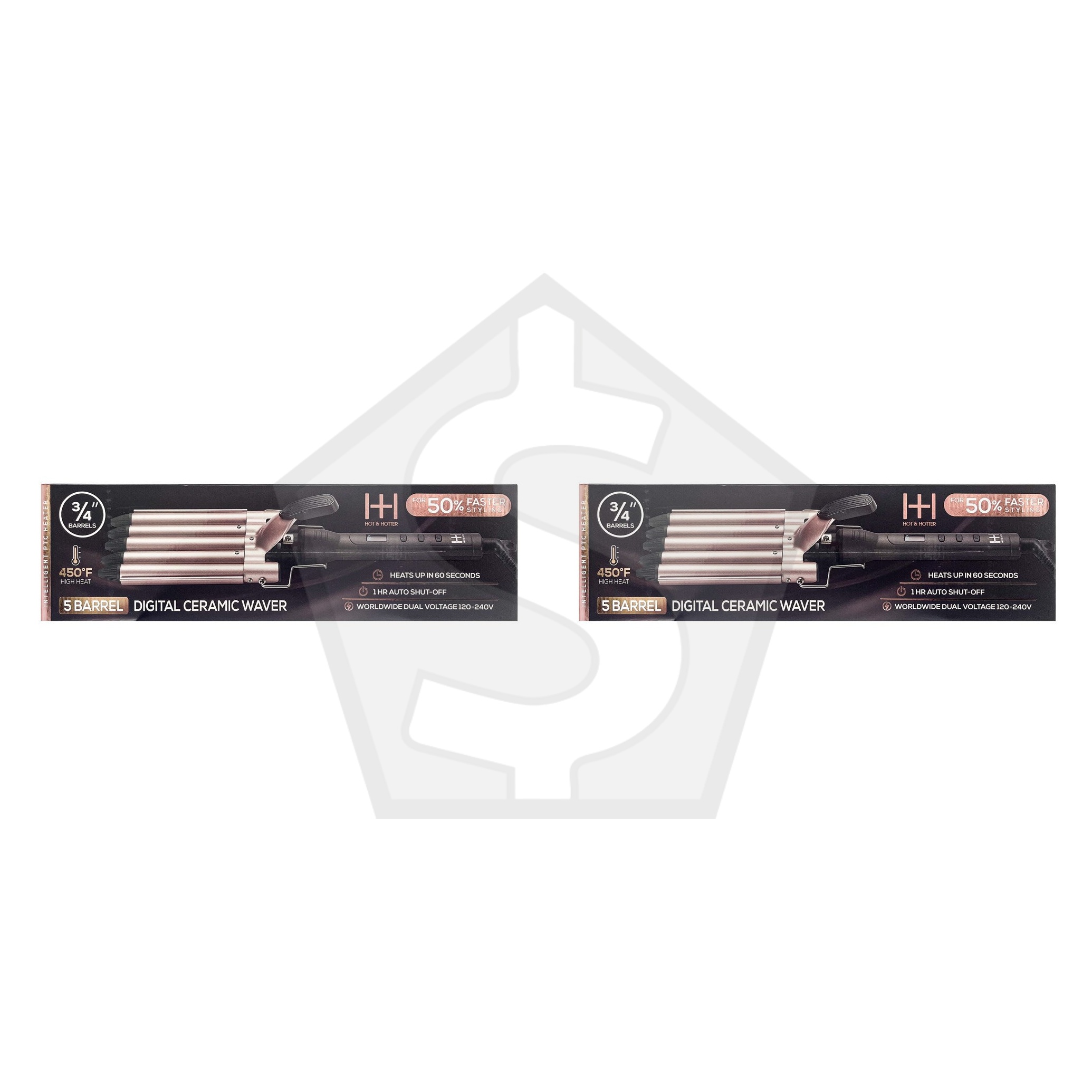 ANNIE Hot & Hotter Digital Ceramic 5 Barrel Waver (3/4inch) - Pack of 2