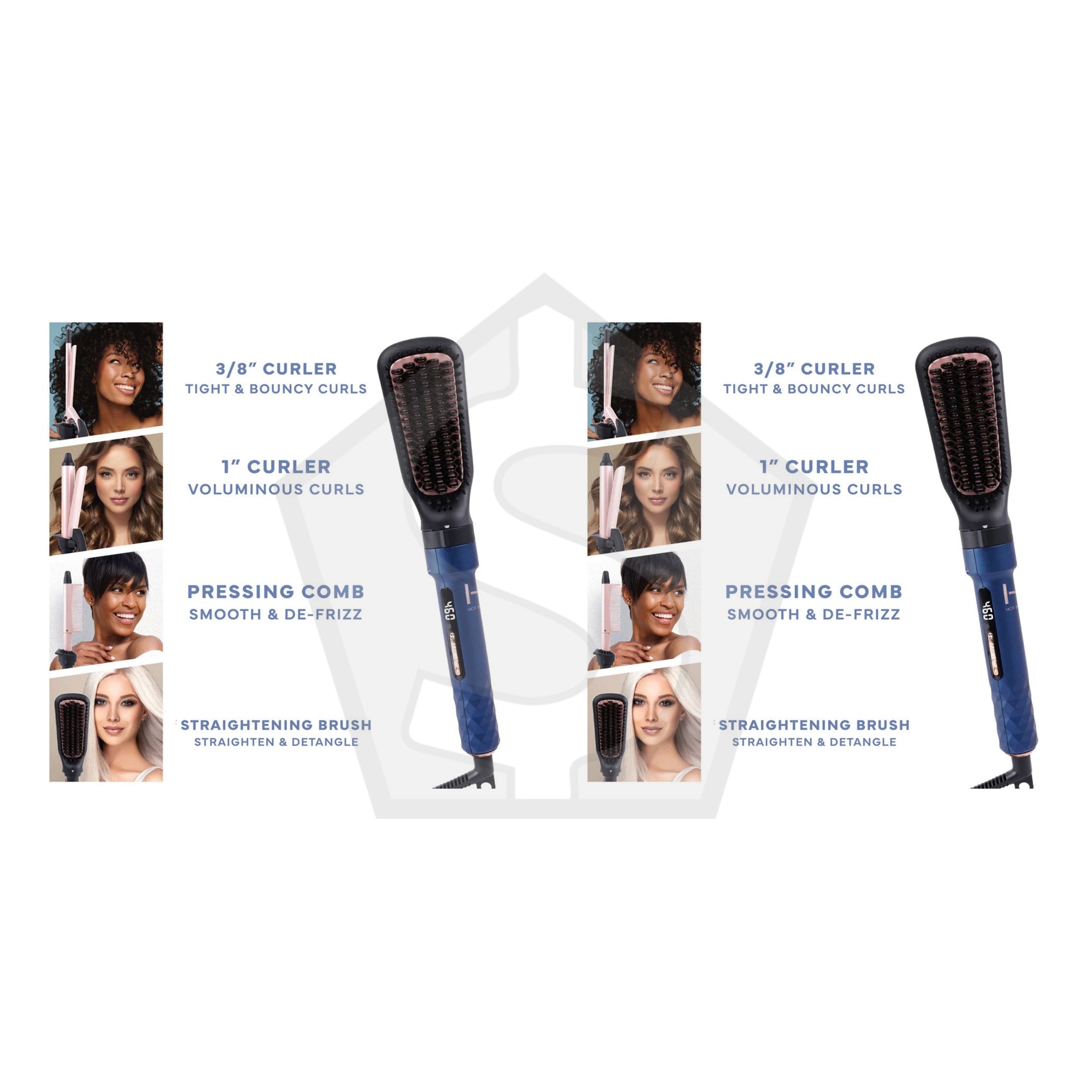 ANNIE Hot & Hotter 4 in 1 Ceramic Ionic Digital Interchangeable Hair Styler - Pack of 2