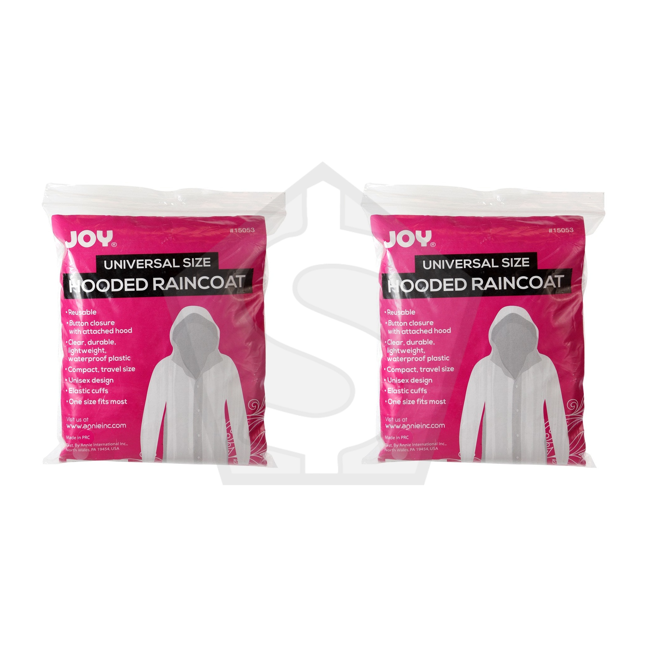 ANNIE Universal Size Drawstring Hood Raincoat - Pack of 2