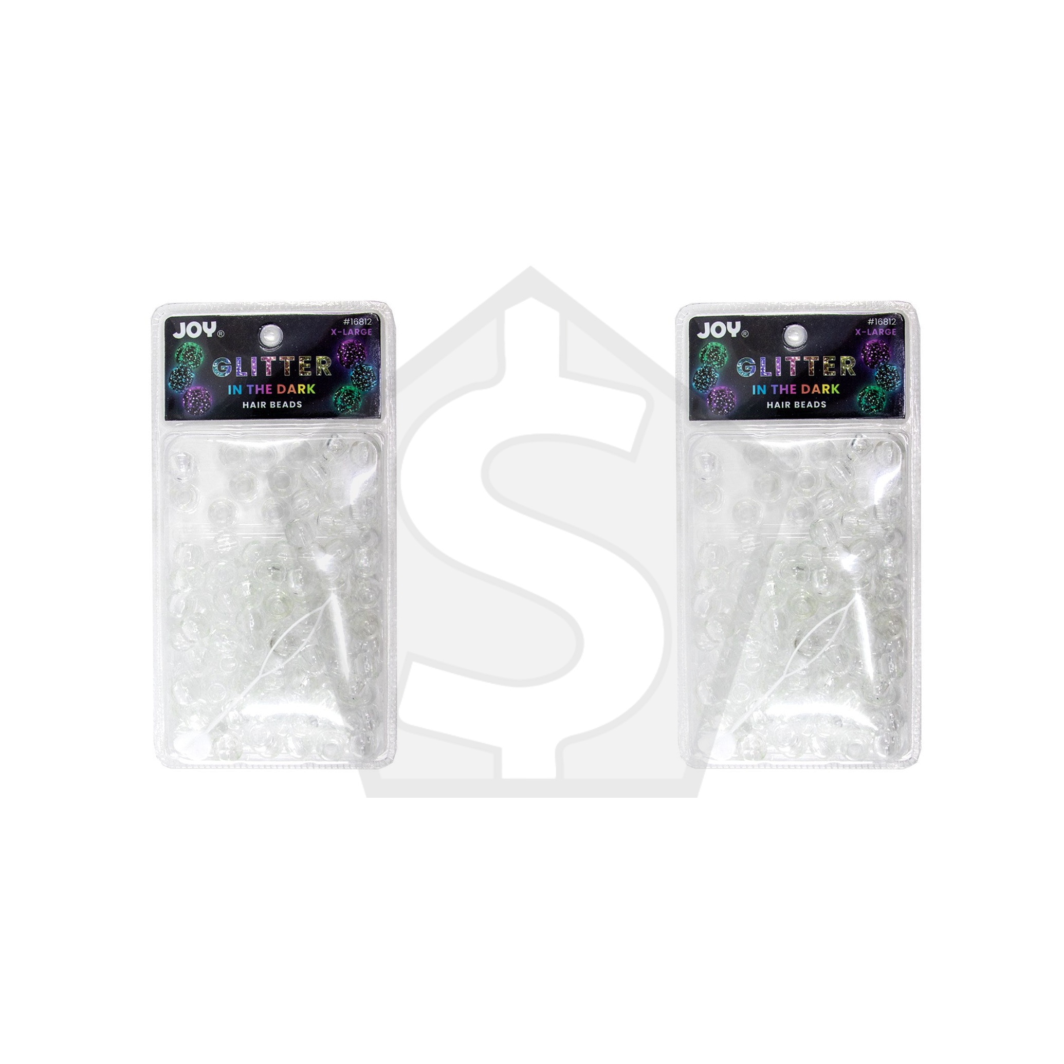 ANNIE Joy Glitter In the Dark Round Beads XL - Clear - Pack of 2