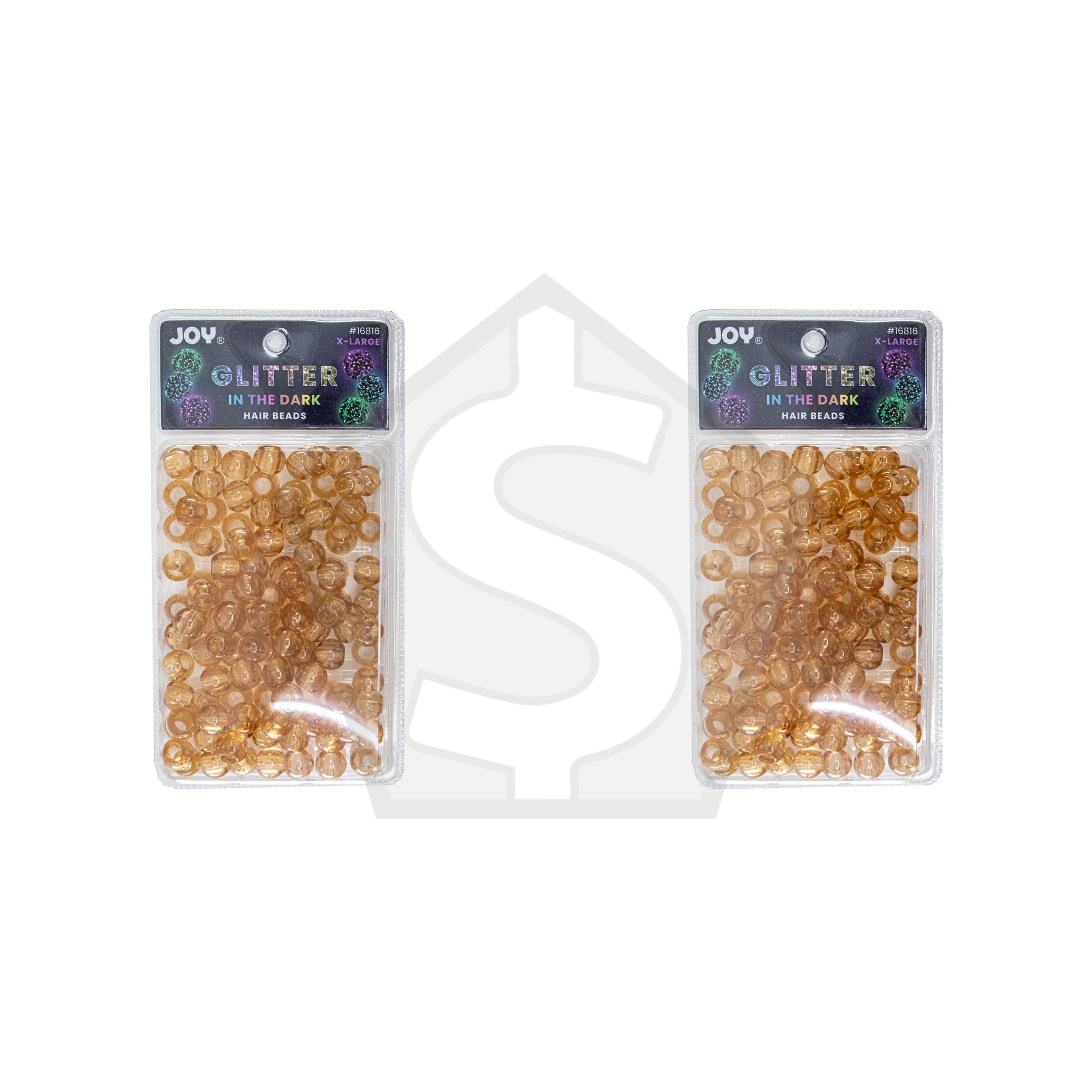 ANNIE Joy Glitter In the Dark Round Beads XL - Light Brown - Pack of 2