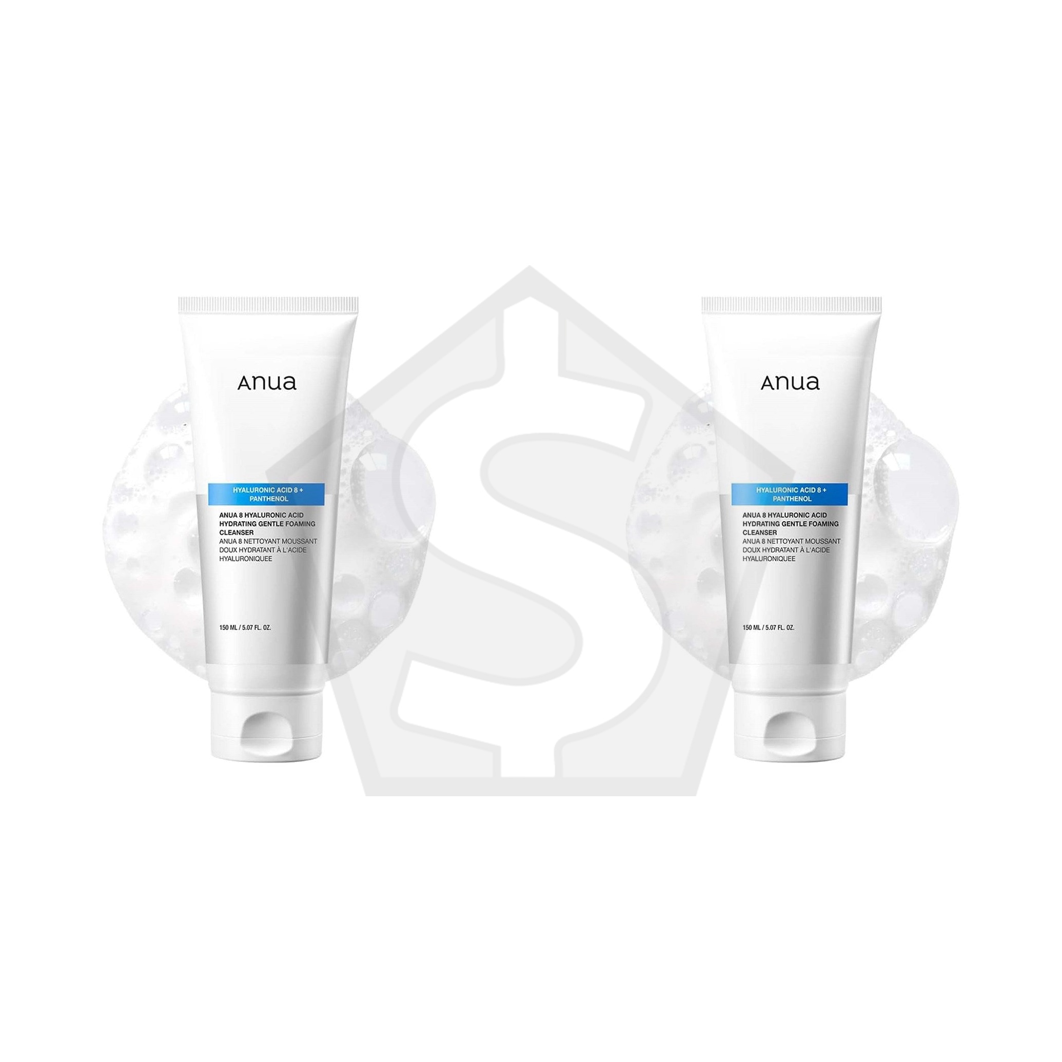 ANUA 8 Hyaluronic Acid Hydrating Gentle Foaming Cleanser (150ml) - Pack of 2