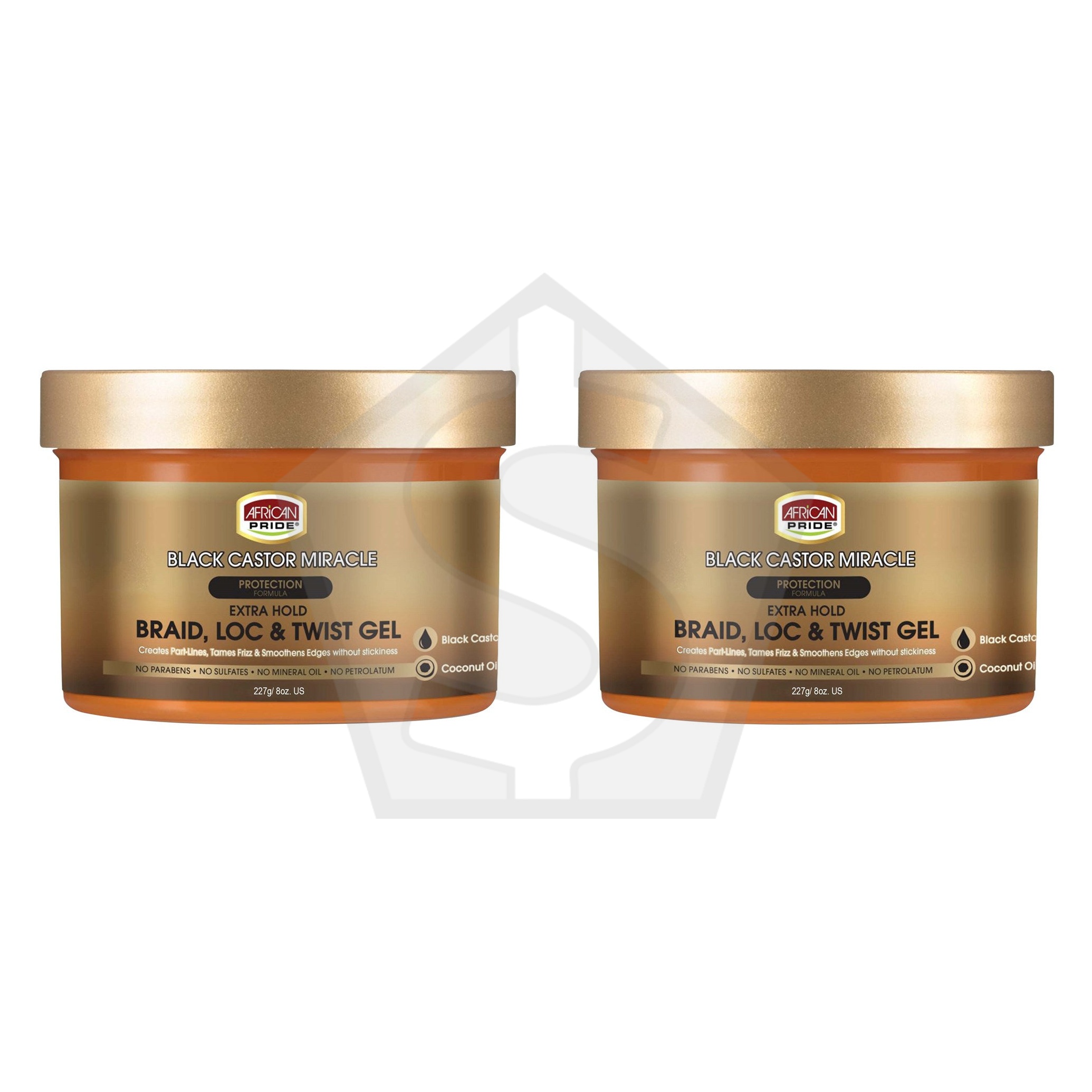AFRICAN PRIDE Black Castor Miracle Braid Loc & Twist Gel (8oz) - Pack of 2